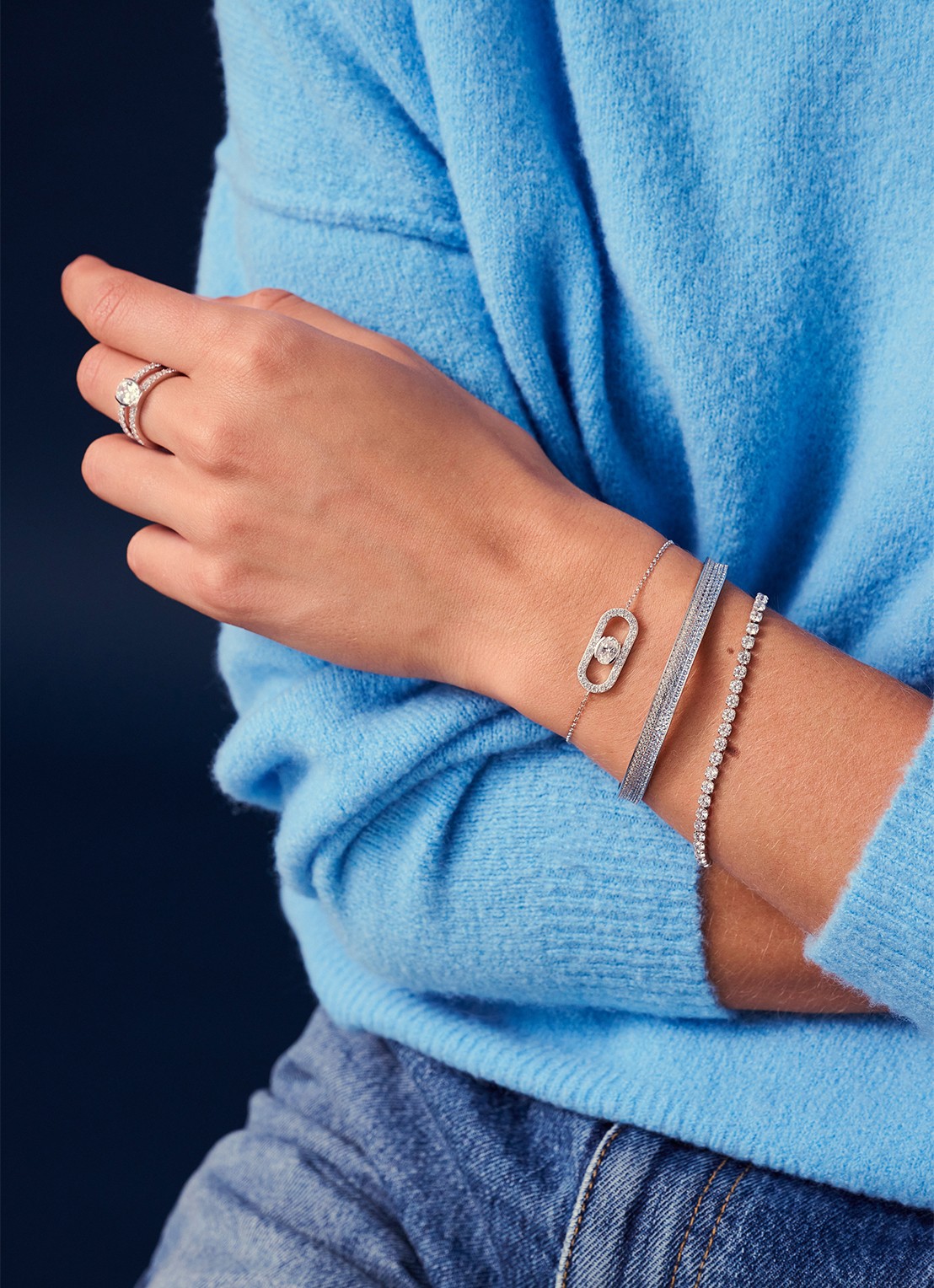 Sif Jakobs Ellera armband met zirkonia  - voorkant 3 goud