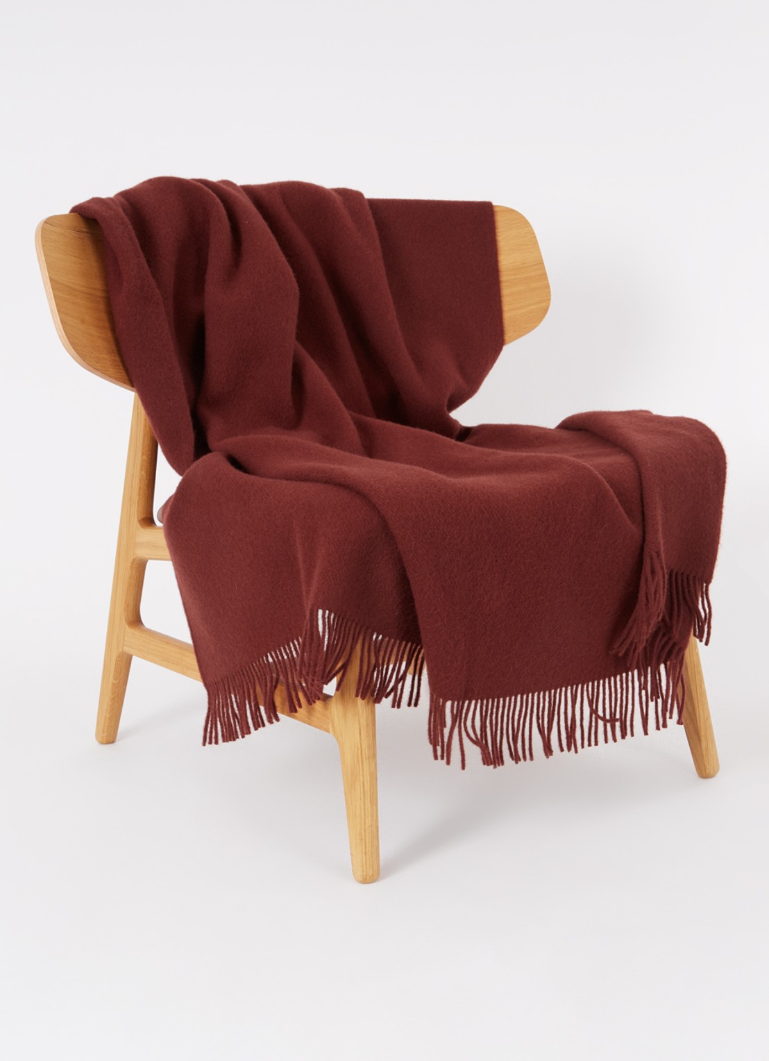 Silkeborg Uldspinderi Season plaid van wol 130 x 200 cm - voorkant 3 kastanjebruin