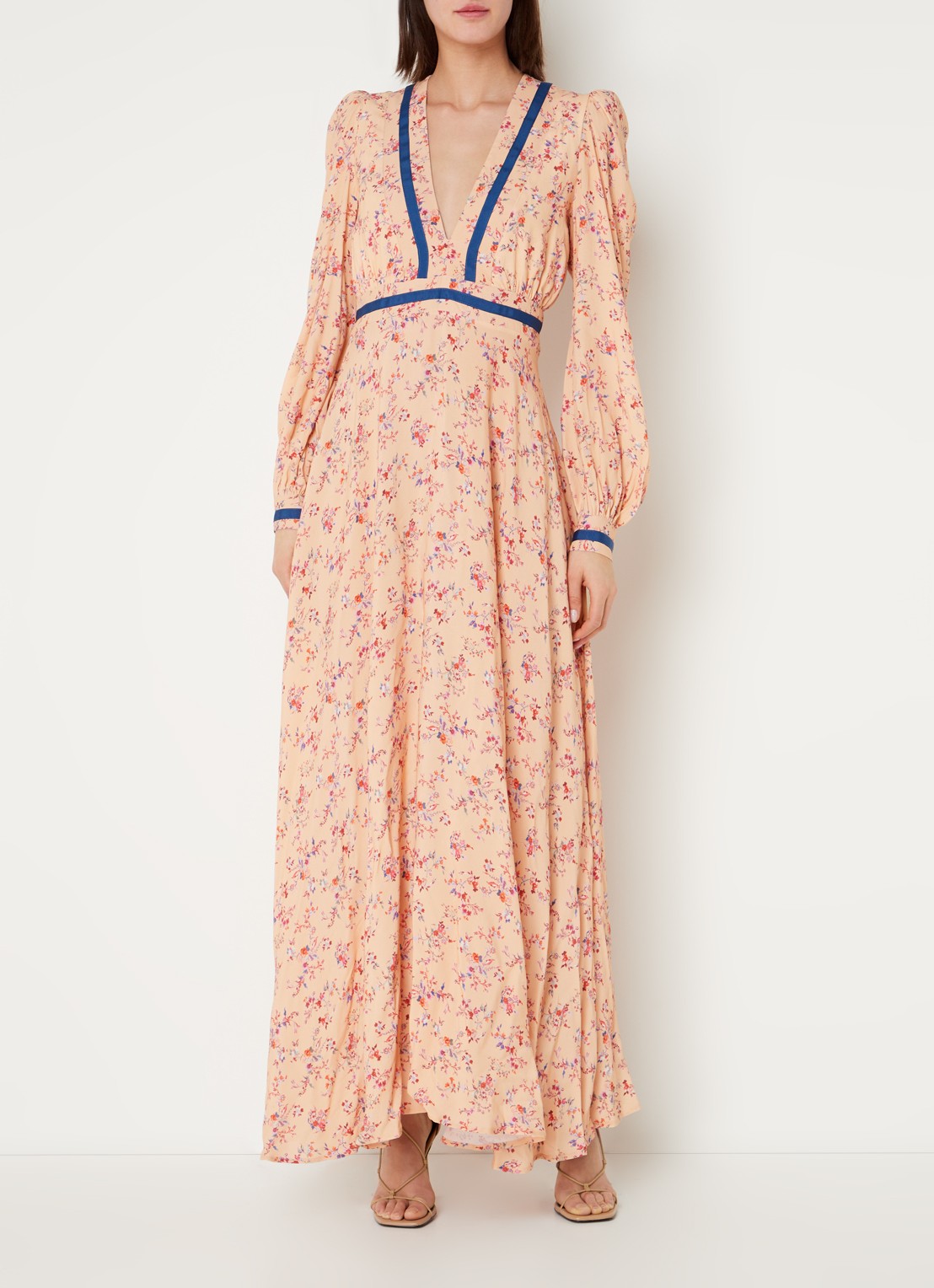 Silvian Heach Maxi jurk met bloemenprint en V-hals - voorkant 3 zalmroze
