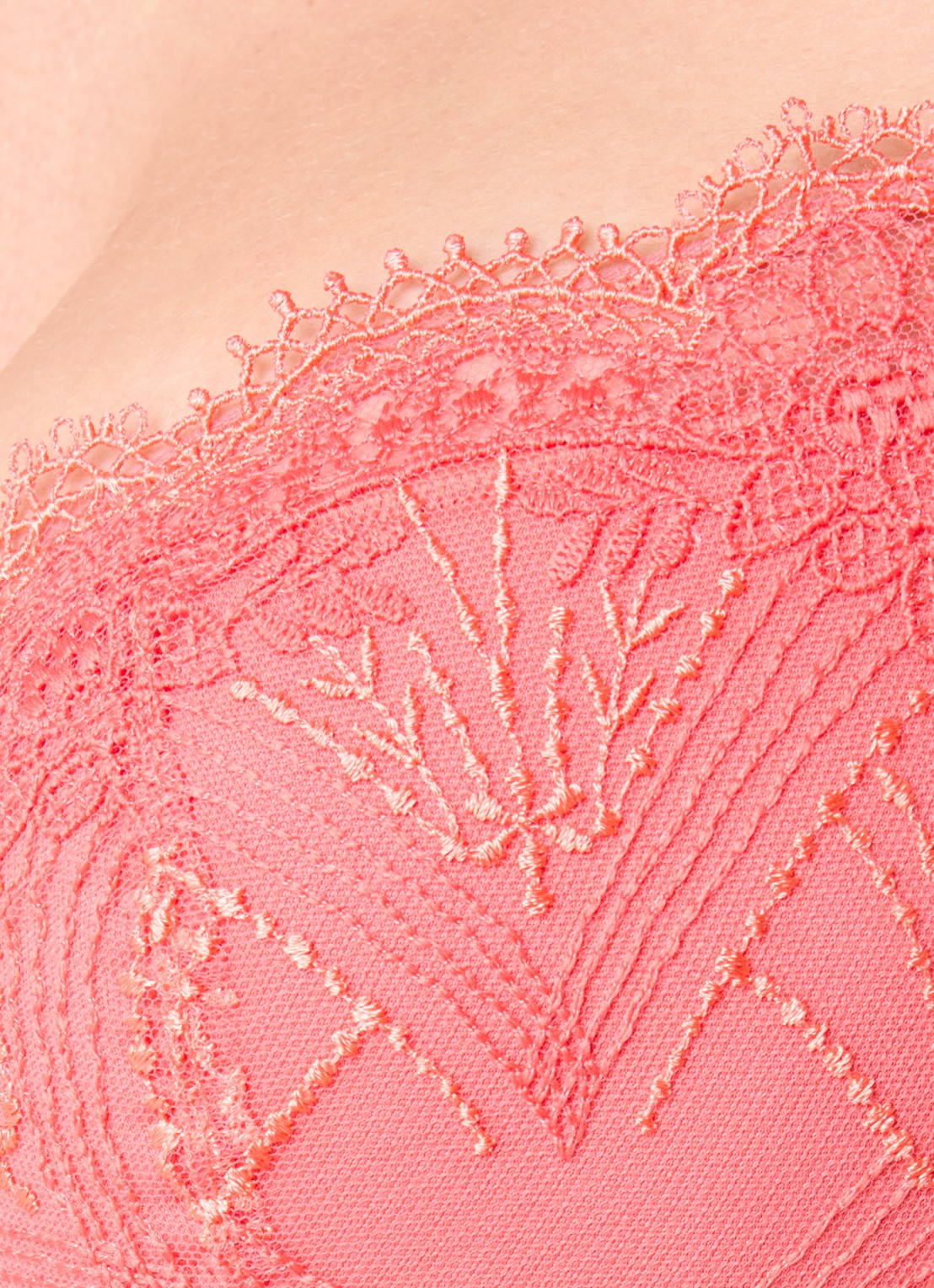 Simone Pérèle Allure push-up bh met uitneembare vulling en overlay van kant - detail 6 koraal