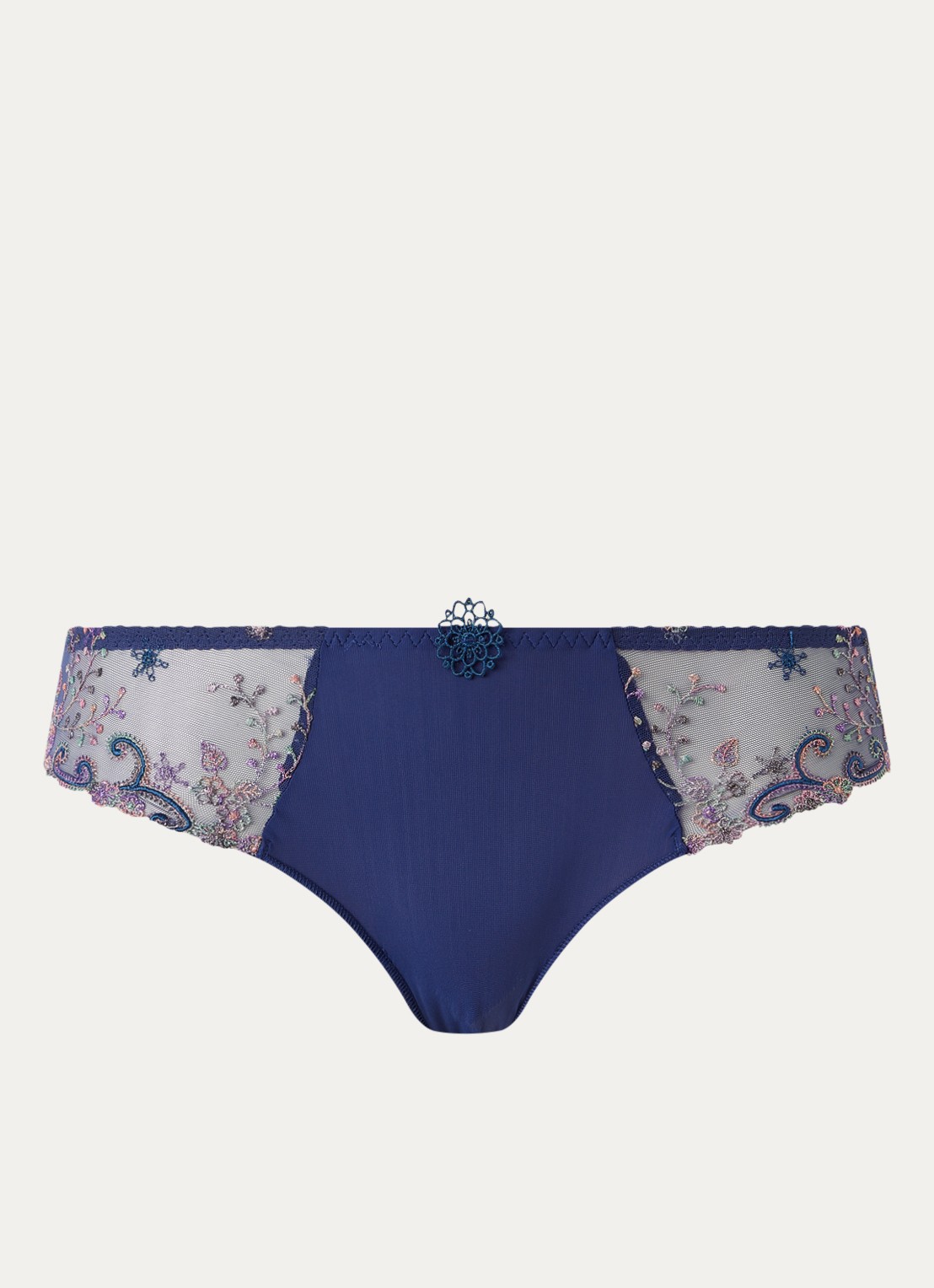 Simone Pérèle Delice slip met borduring - voorkant royalblauw