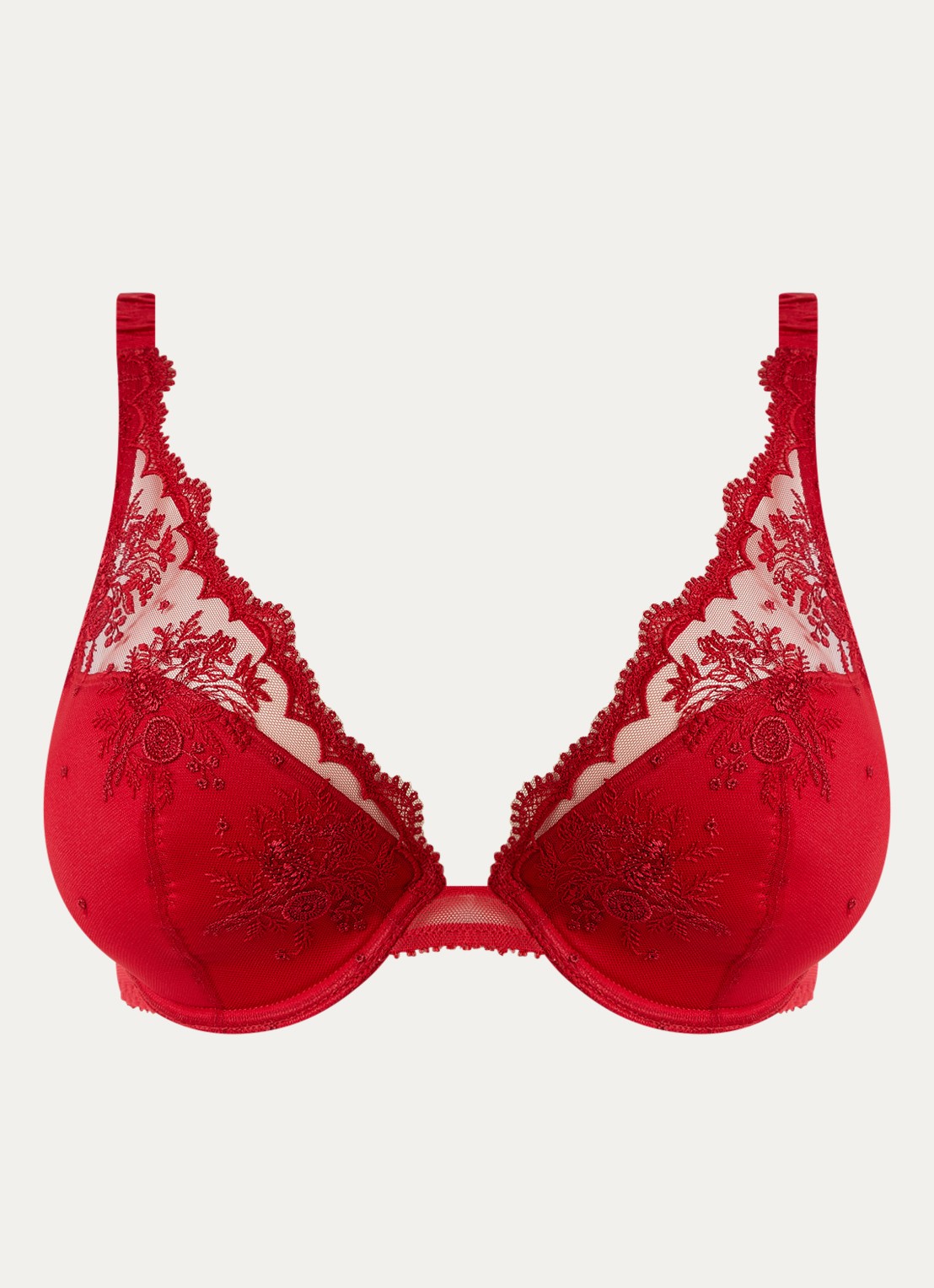 Simone Pérèle Intrigue beugel bh met overlay van mesh - voorkant rood