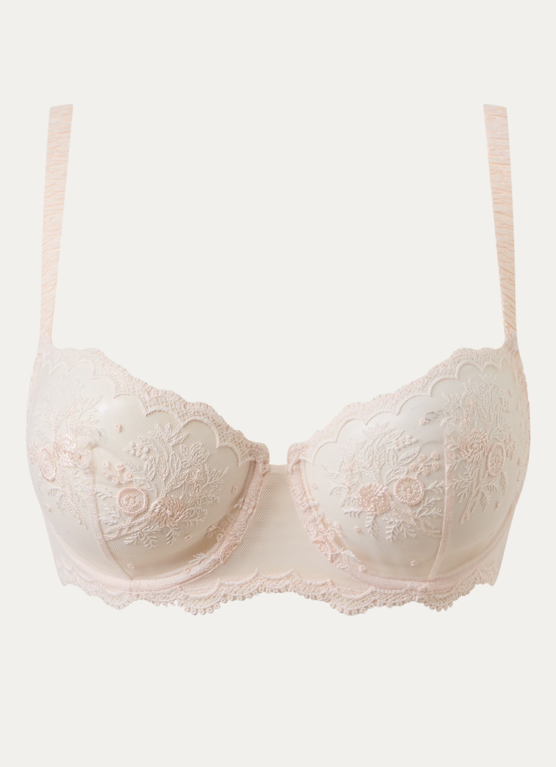 Simone Pérèle Intrigue beugel bh van mesh met borduring - voorkant lichtroze