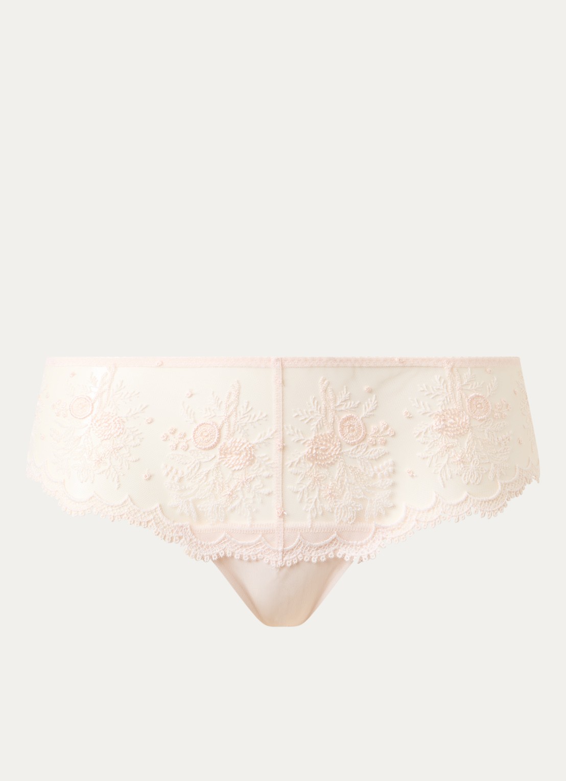 Simone Pérèle Intrigue shorty van mesh met borduring - voorkant 3 lichtroze