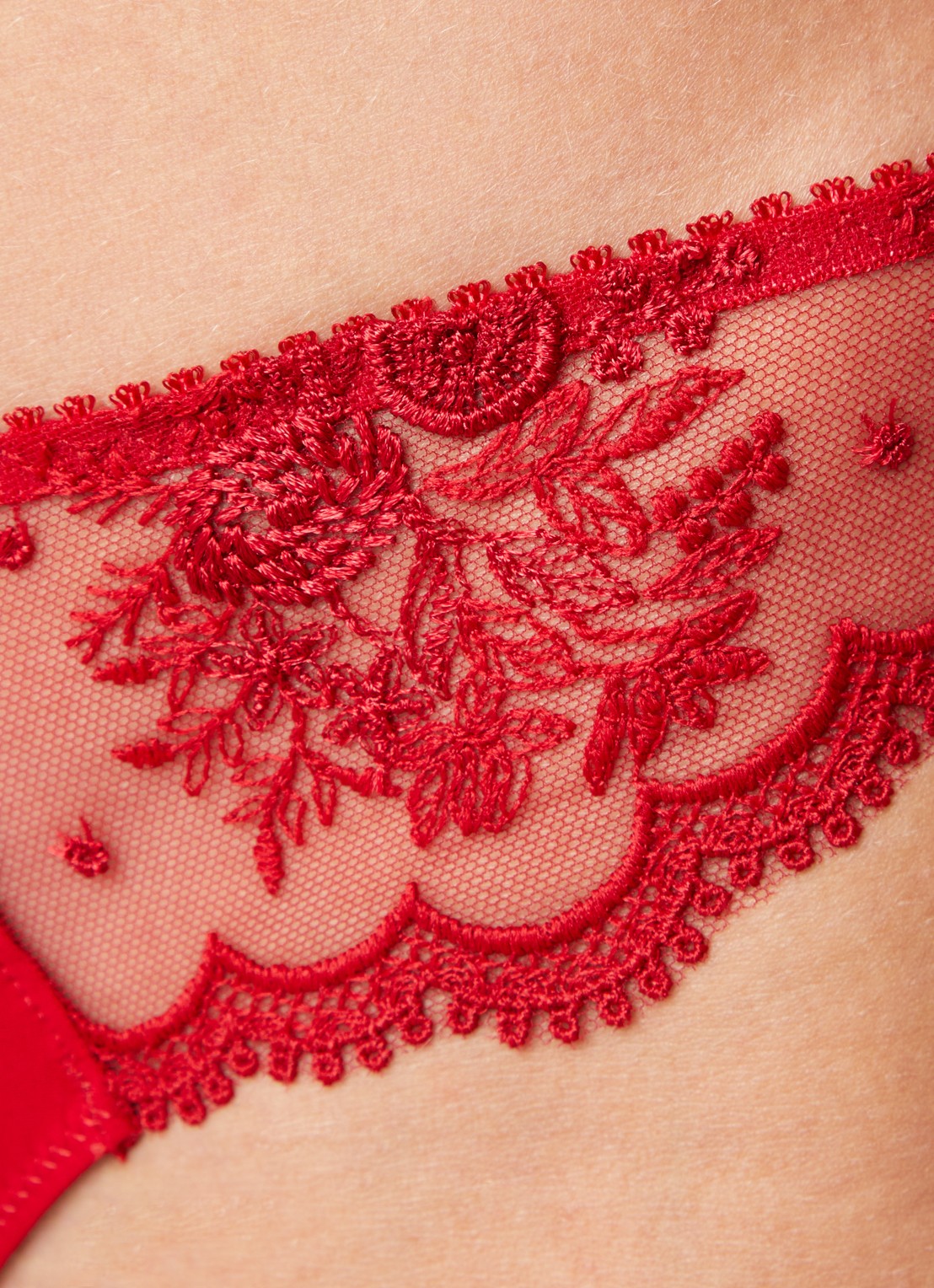 Simone Pérèle Intrigue slip met mesh - detail 5 rood