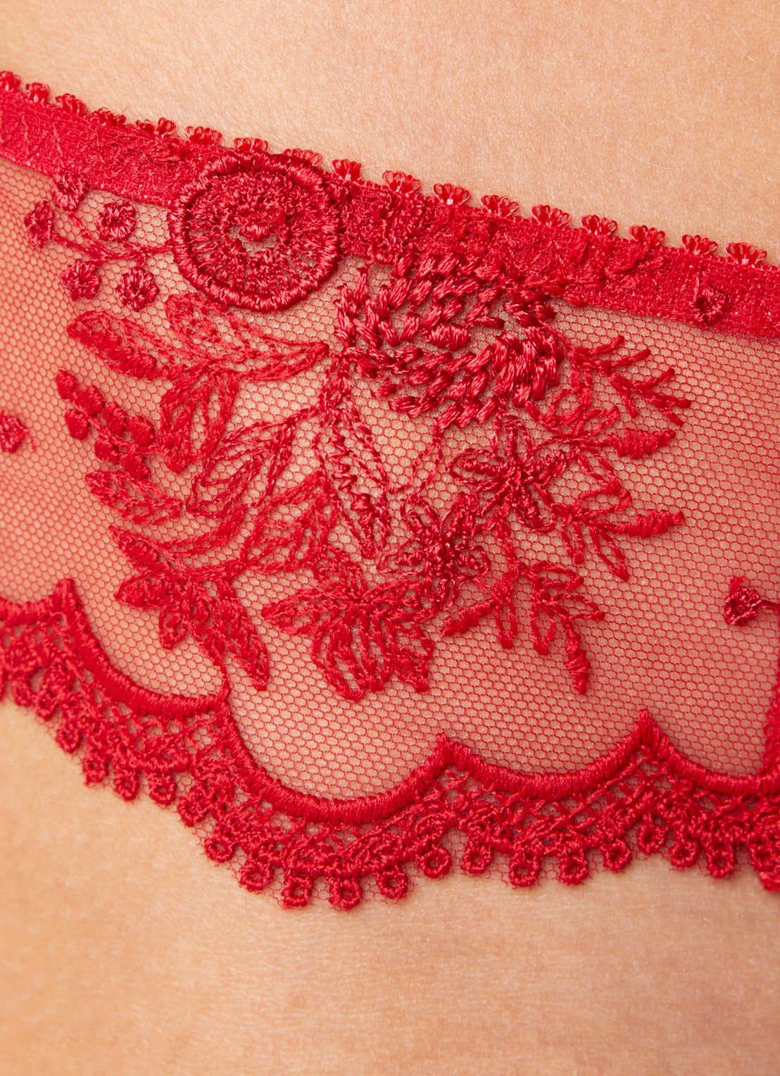 Simone Pérèle Intrigue string van mesh - detail 4 rood