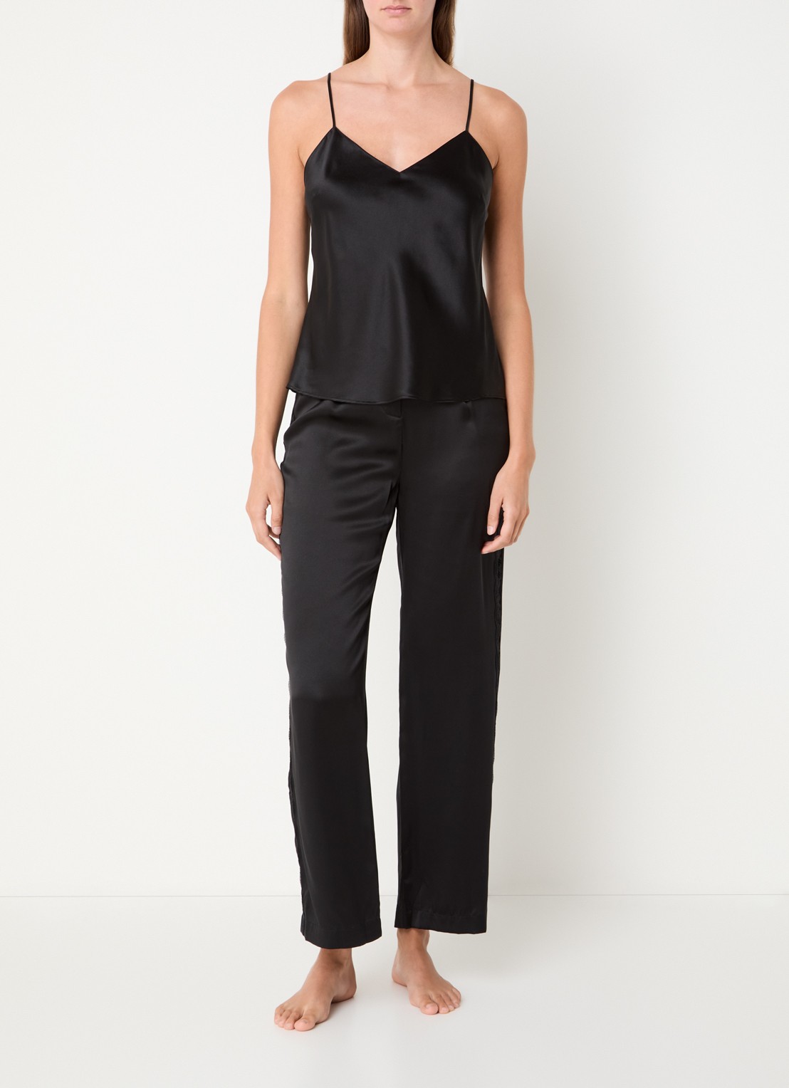 Simone Pérèle Love Me pyjamabroek van zijde - voorkant 4 zwart