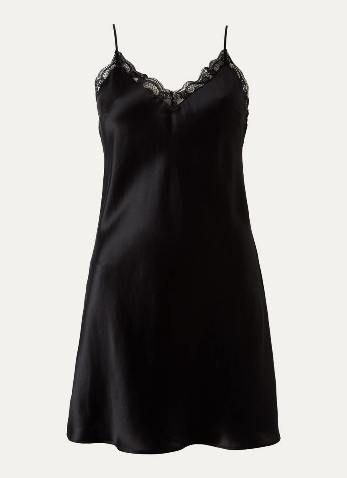 Simone Pérèle Love Me slipdress in zijdeblend met kant - voorkant 2 zwart