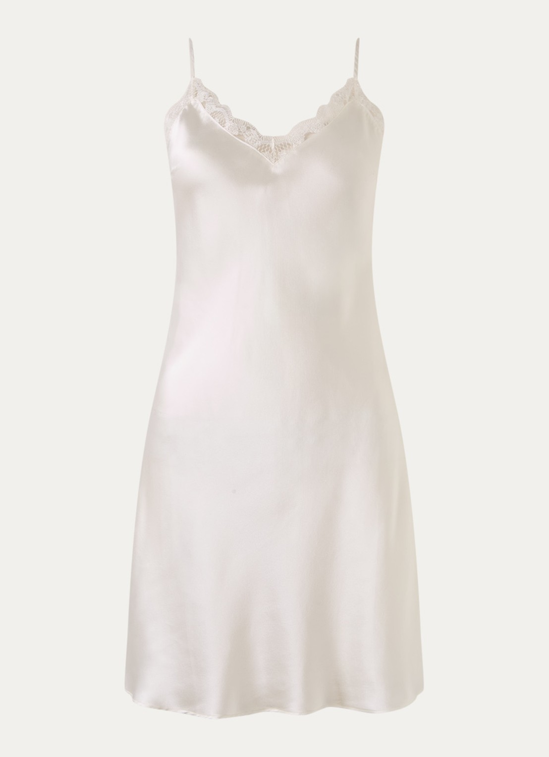 Simone Pérèle Love Me slipdress in zijdeblend met kant - voorkant creme