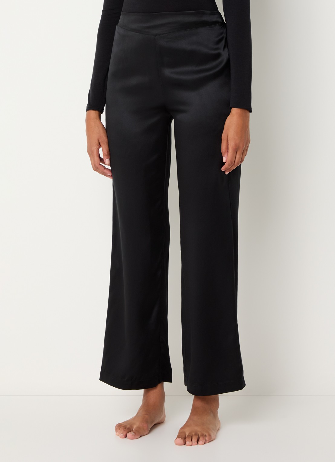 Simone Pérèle Love Me straight fit pyjamabroek van zijde - detail 3 zwart