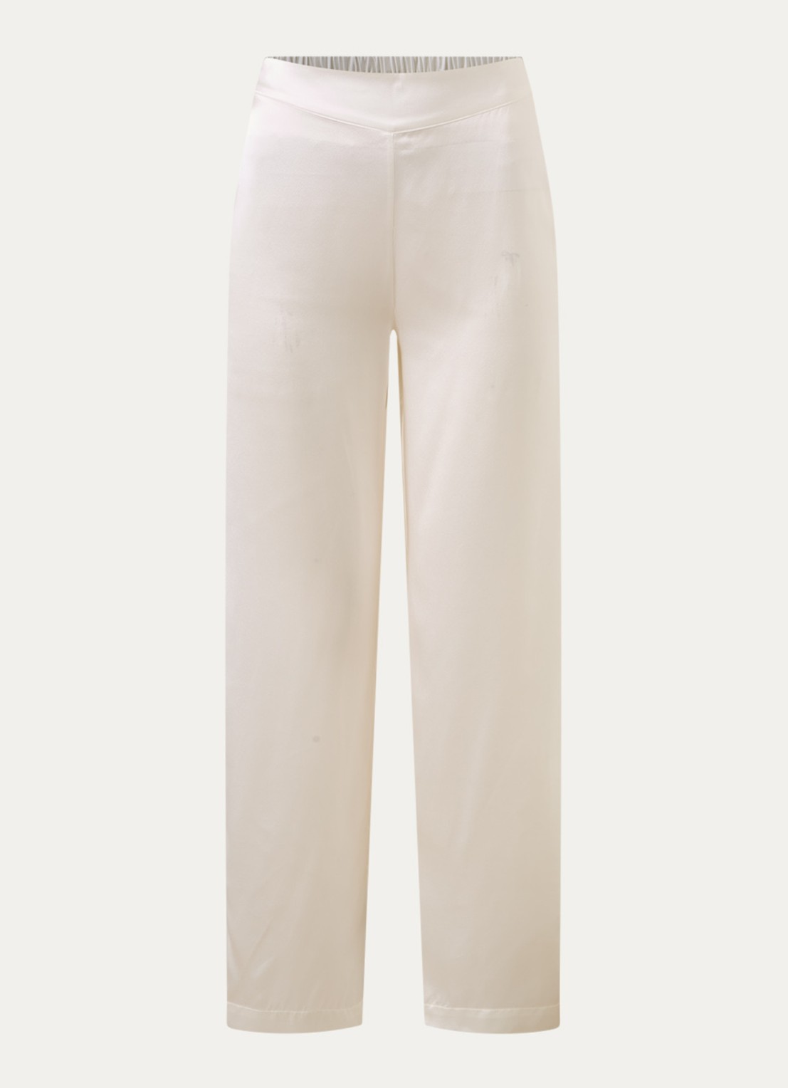 Simone Pérèle Love Me straight fit pyjamabroek van zijde - voorkant creme