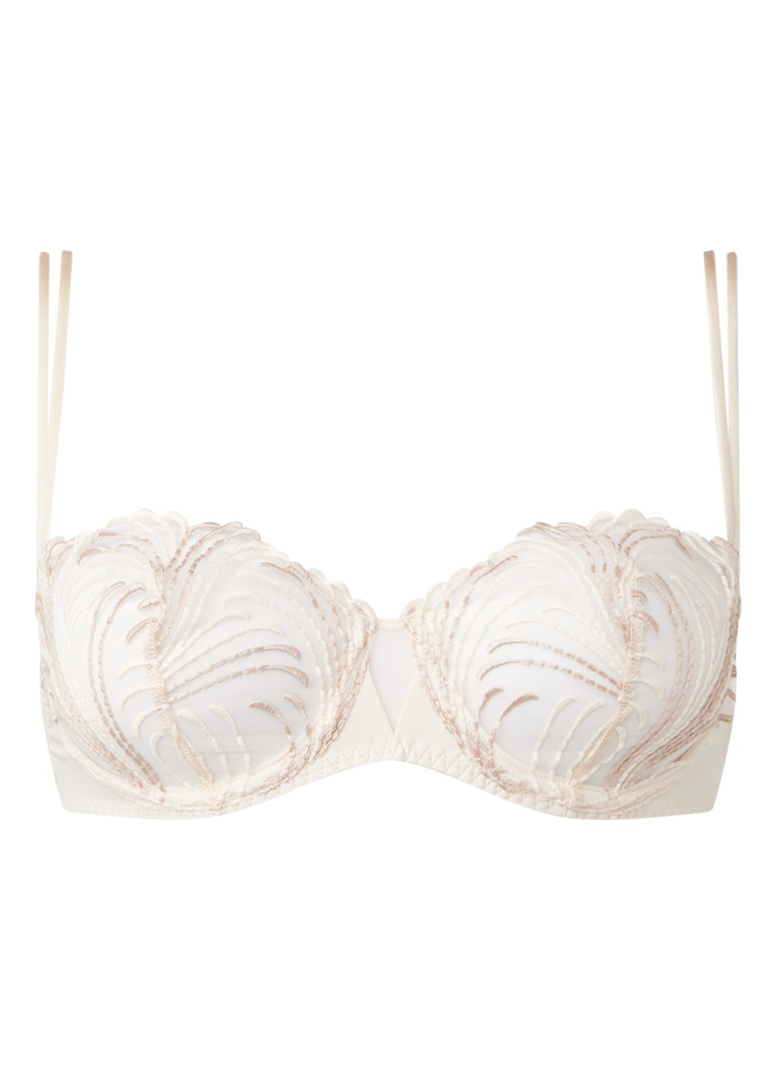Simone Pérèle Nuance balconette bh met borduring - voorkant gebroken wit