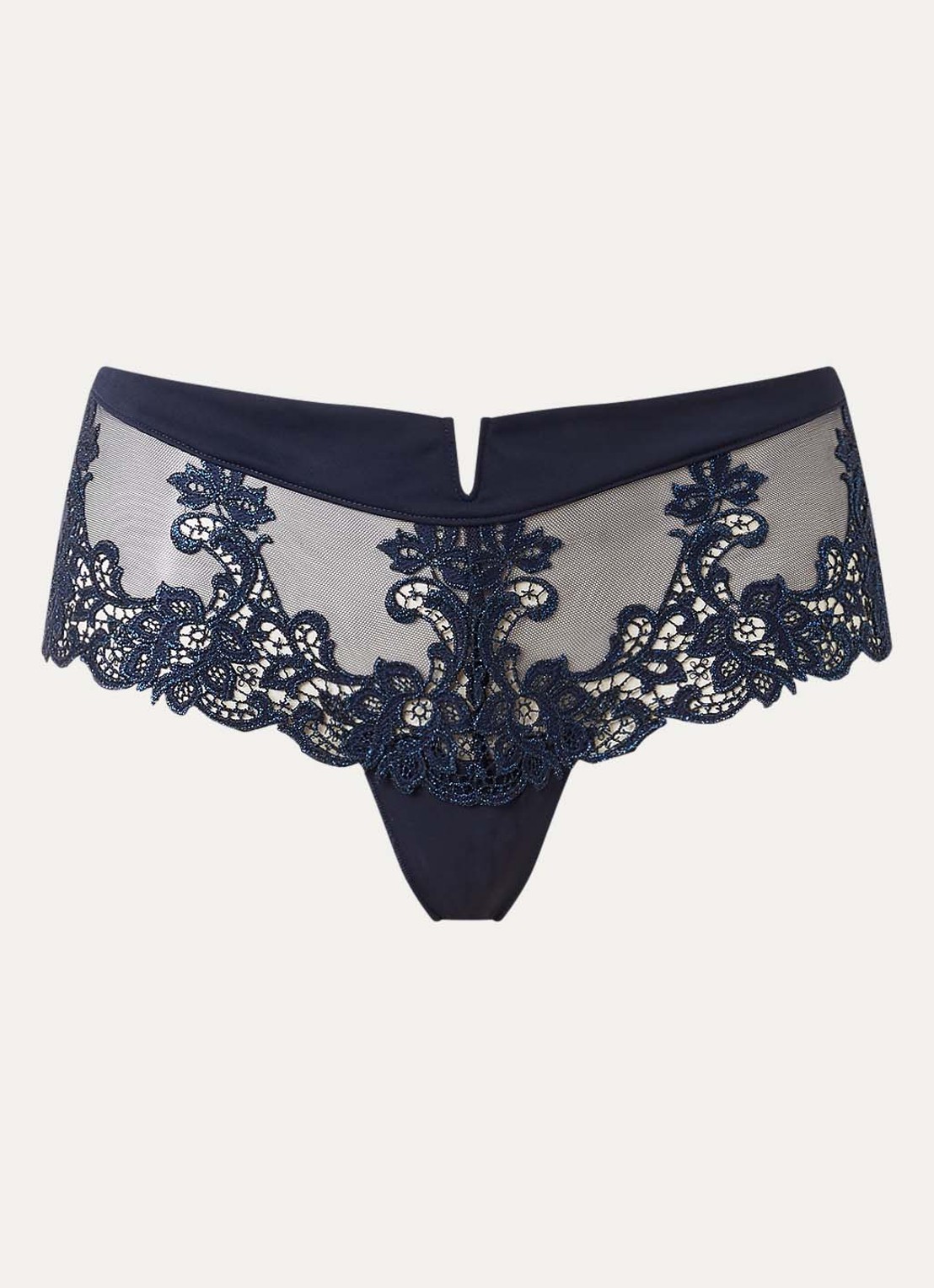 Simone Pérèle Saga slip met kant en mesh  - voorkant 4 donkerblauw