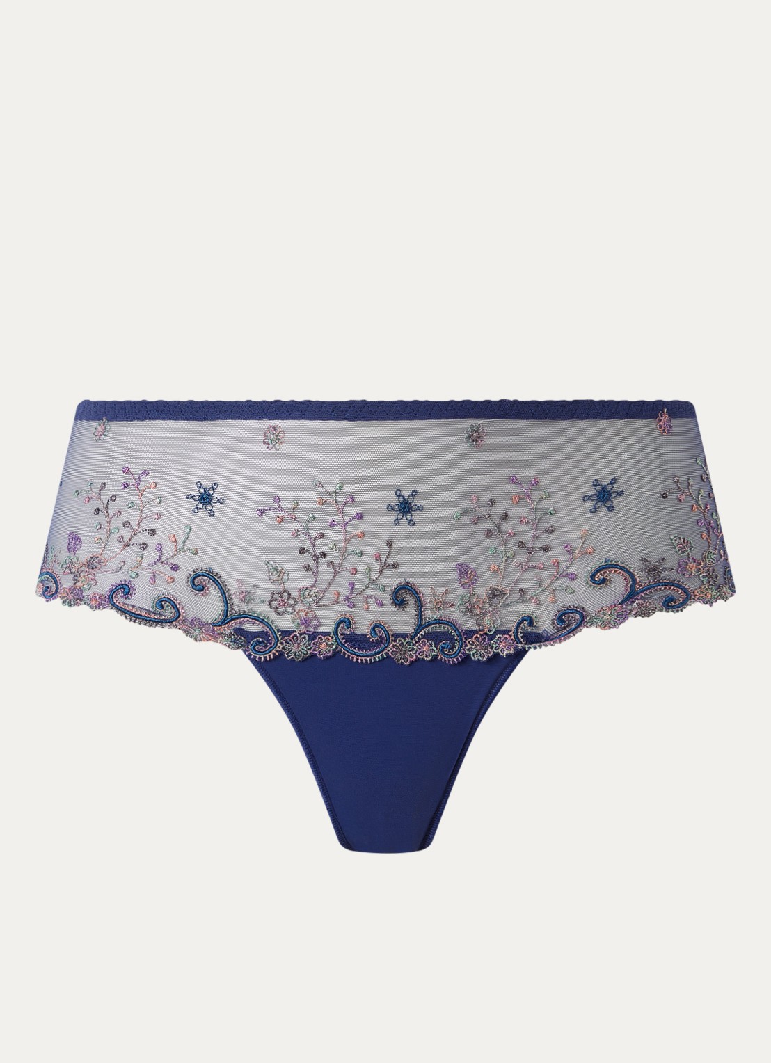Simone Pérèle Tanga met borduring - voorkant royalblauw