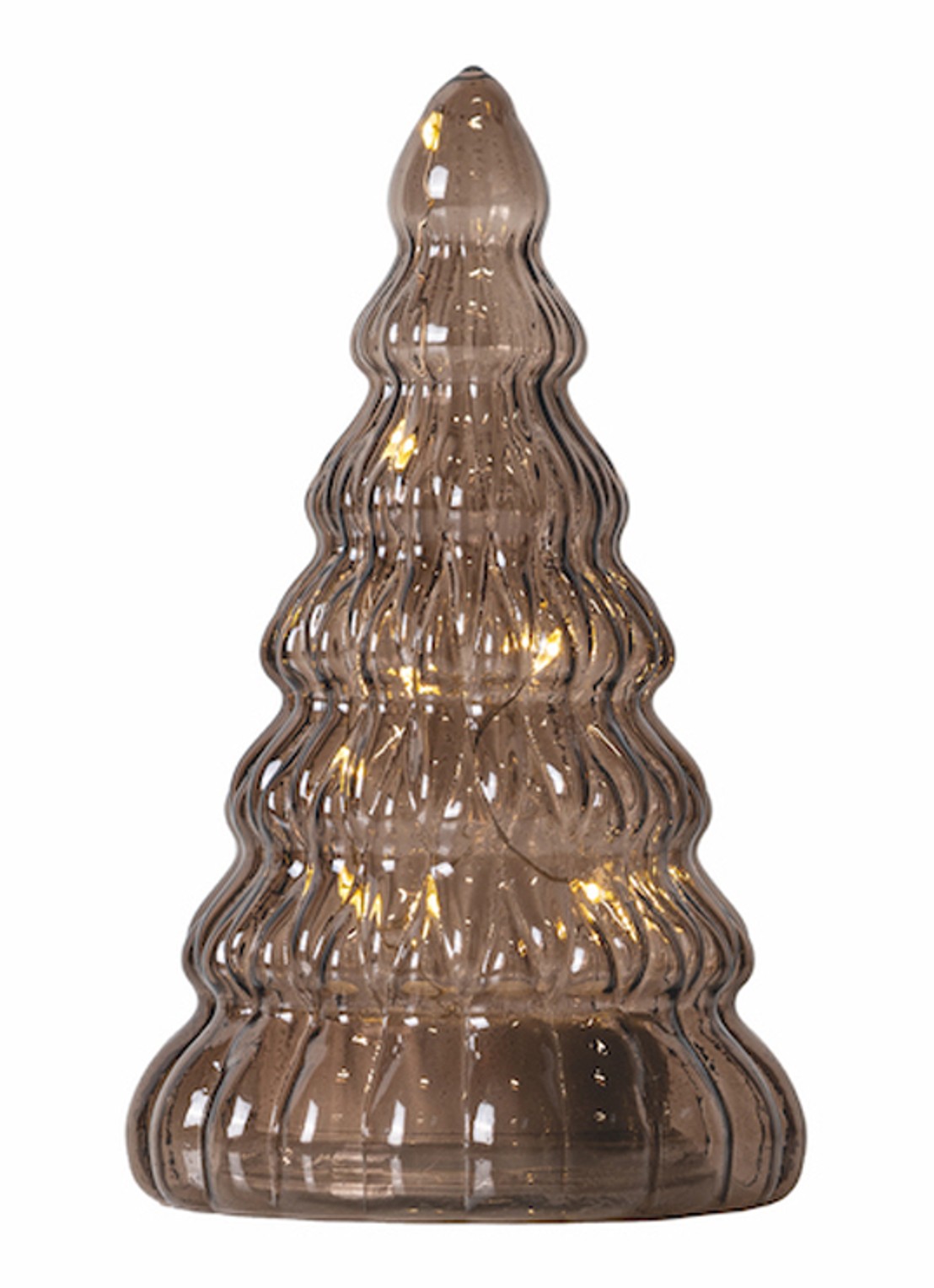 Sirius Lucy Tree kerstornament met LED verlichting 16,5 cm - voorkant 2 bruin