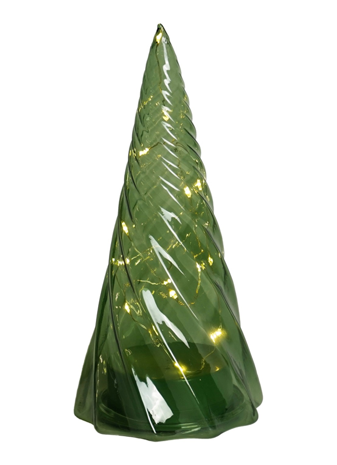 Sirius Vilma kerstornament met LED verlichting 19 cm - voorkant groen
