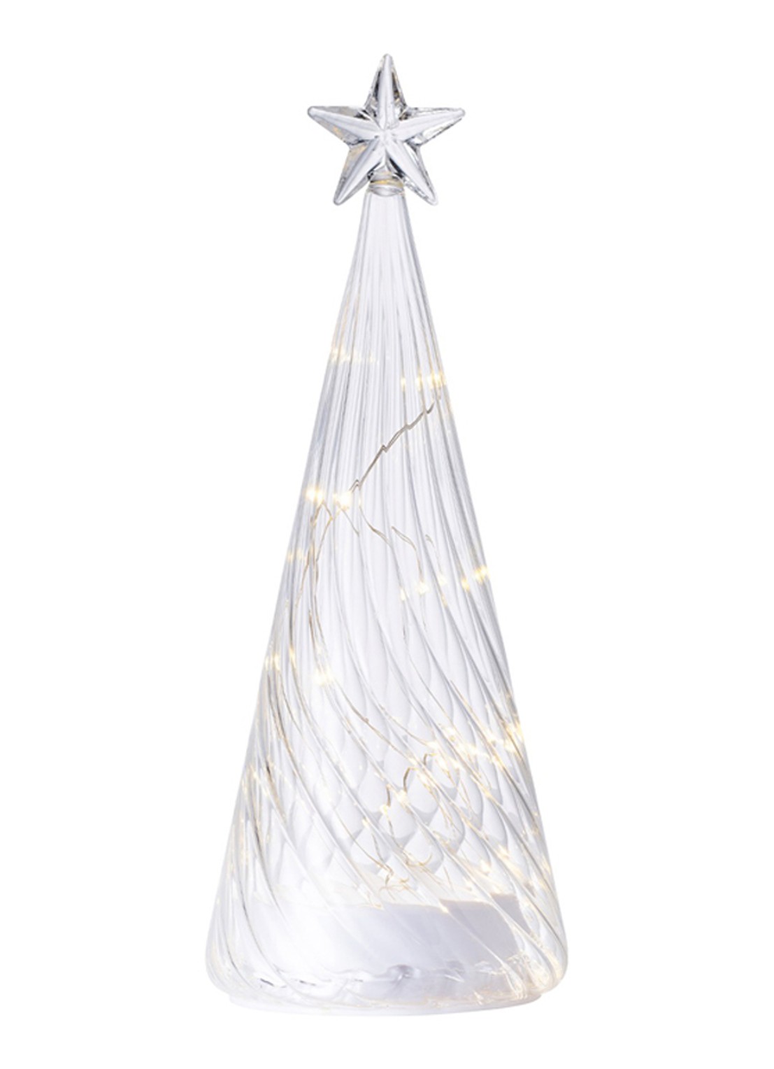 Sirius Wave Tree kerstornament met LED verlichting 22 cm - voorkant transparant