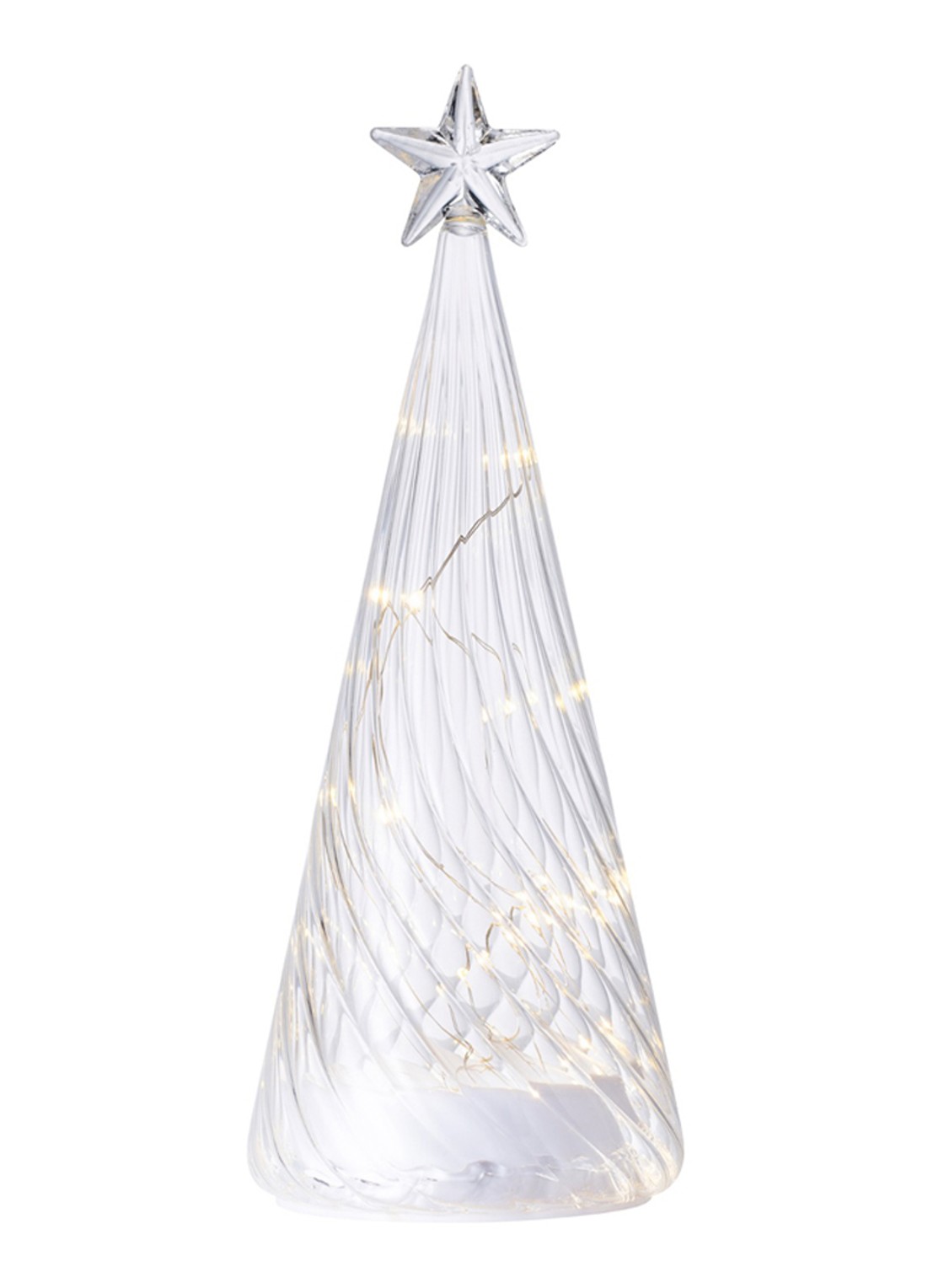 Sirius Wave Tree kerstornament met LED verlichting 26 cm - voorkant transparant