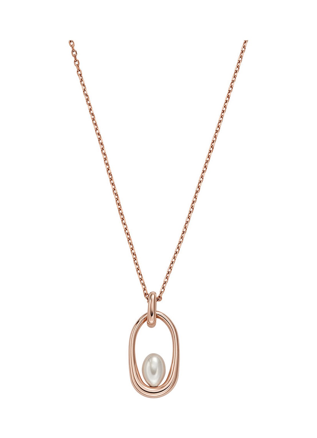 Skagen Agnethe ketting met parel SKJ1749791 - voorkant 2 roségoud