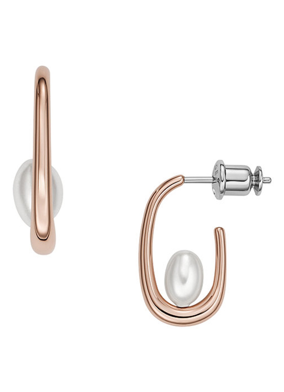 Skagen Agnethe oorhangers met parel SKJ1747791 - voorkant 2 roségoud
