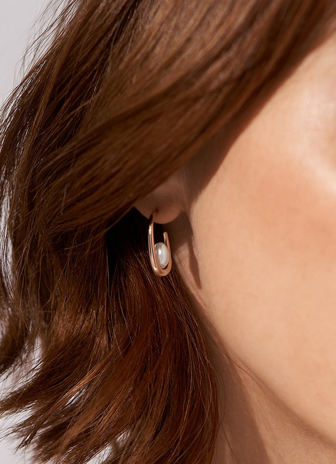 Skagen Agnethe oorhangers met parel SKJ1747791 - voorkant 3 roségoud