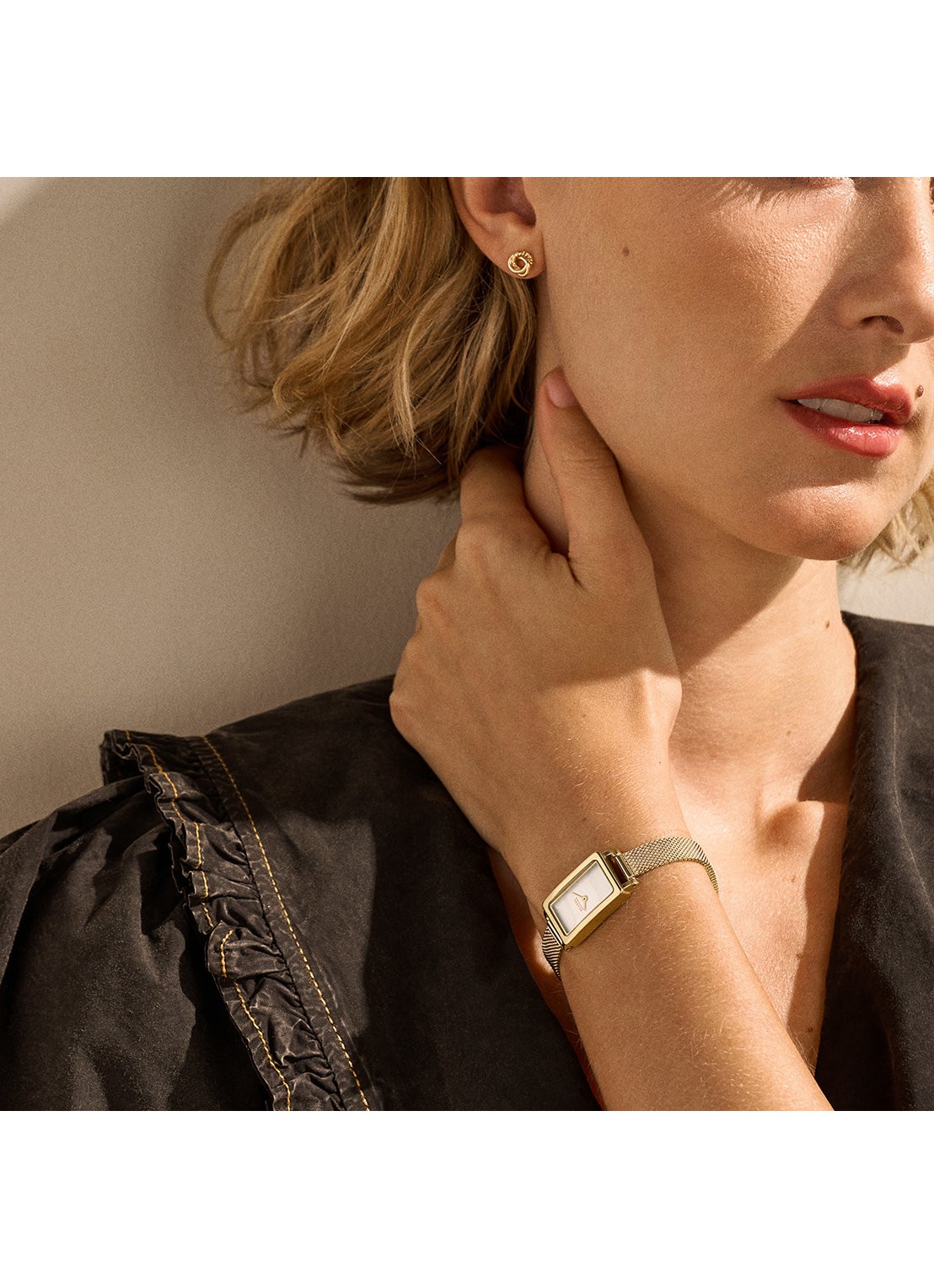 Skagen Hagen Micro horloge en oorstekers set van 2 SKW1158SET - detail 6 goud