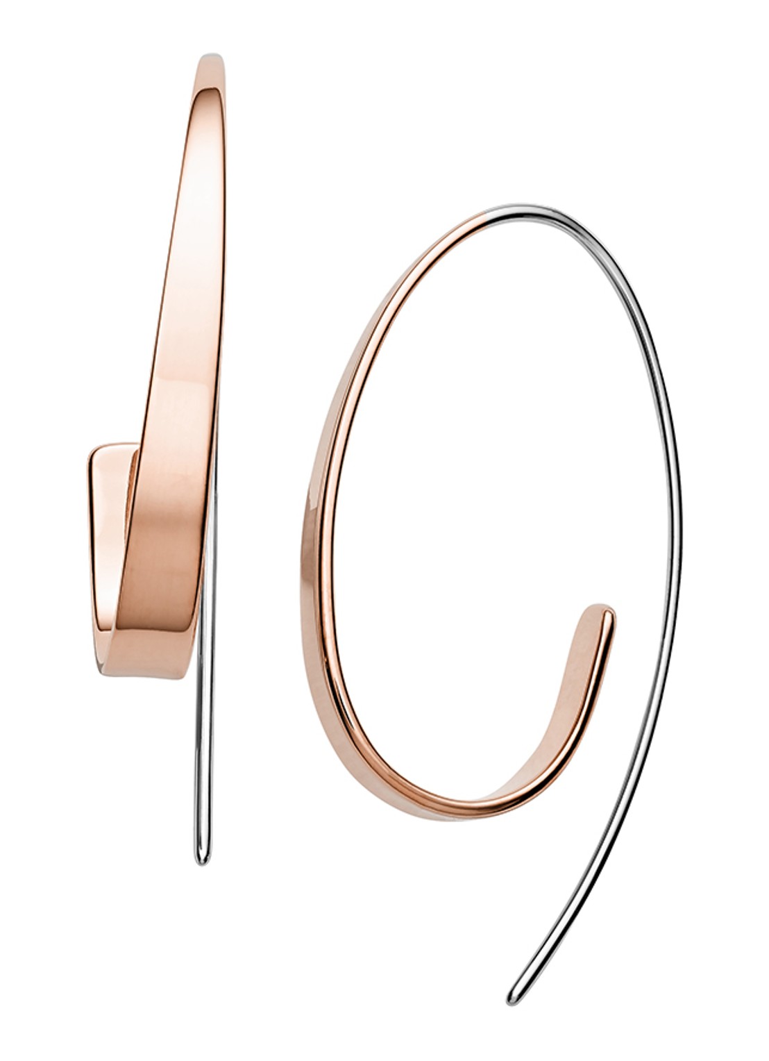 Skagen Kariana oorhangers tweekleurig SKJ1213998 - voorkant roségoud