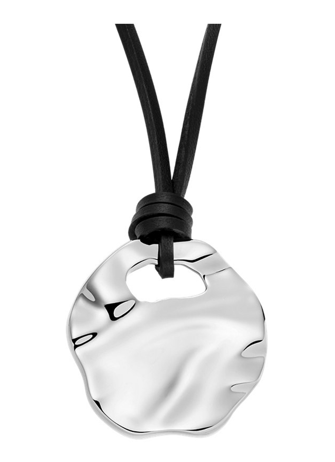 Skagen Moderne Stak ketting van leer SKJ1898040 - voorkant zilver