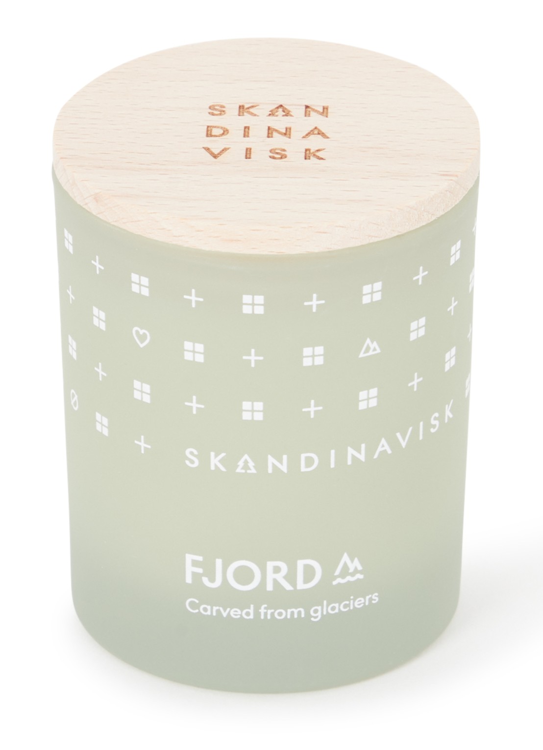 Skandinavisk Fjord Mini geurkaars 65 gram - voorkant lichtgroen