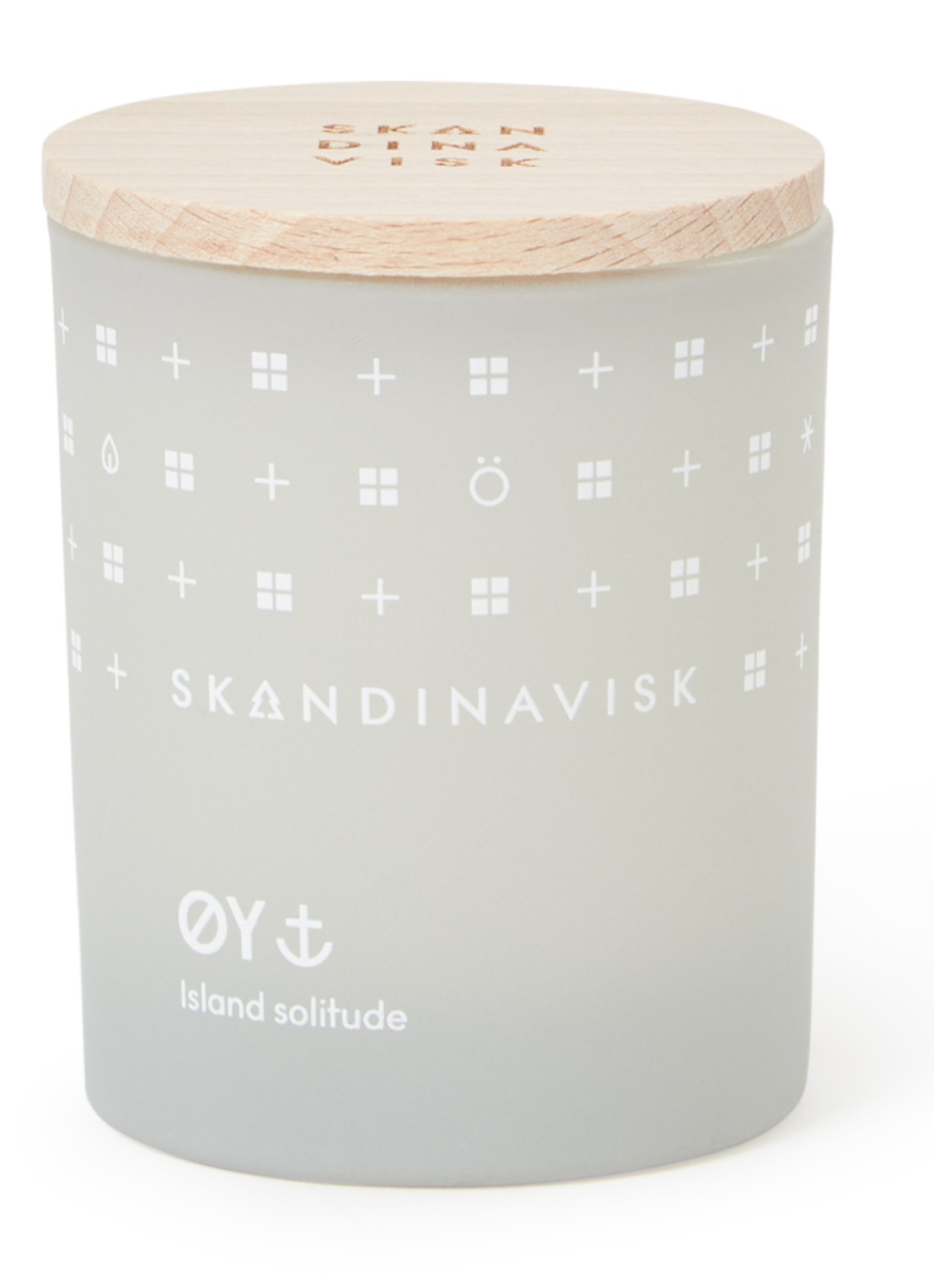 Skandinavisk ØY mini geurkaars 65 gram - voorkant lichtblauw