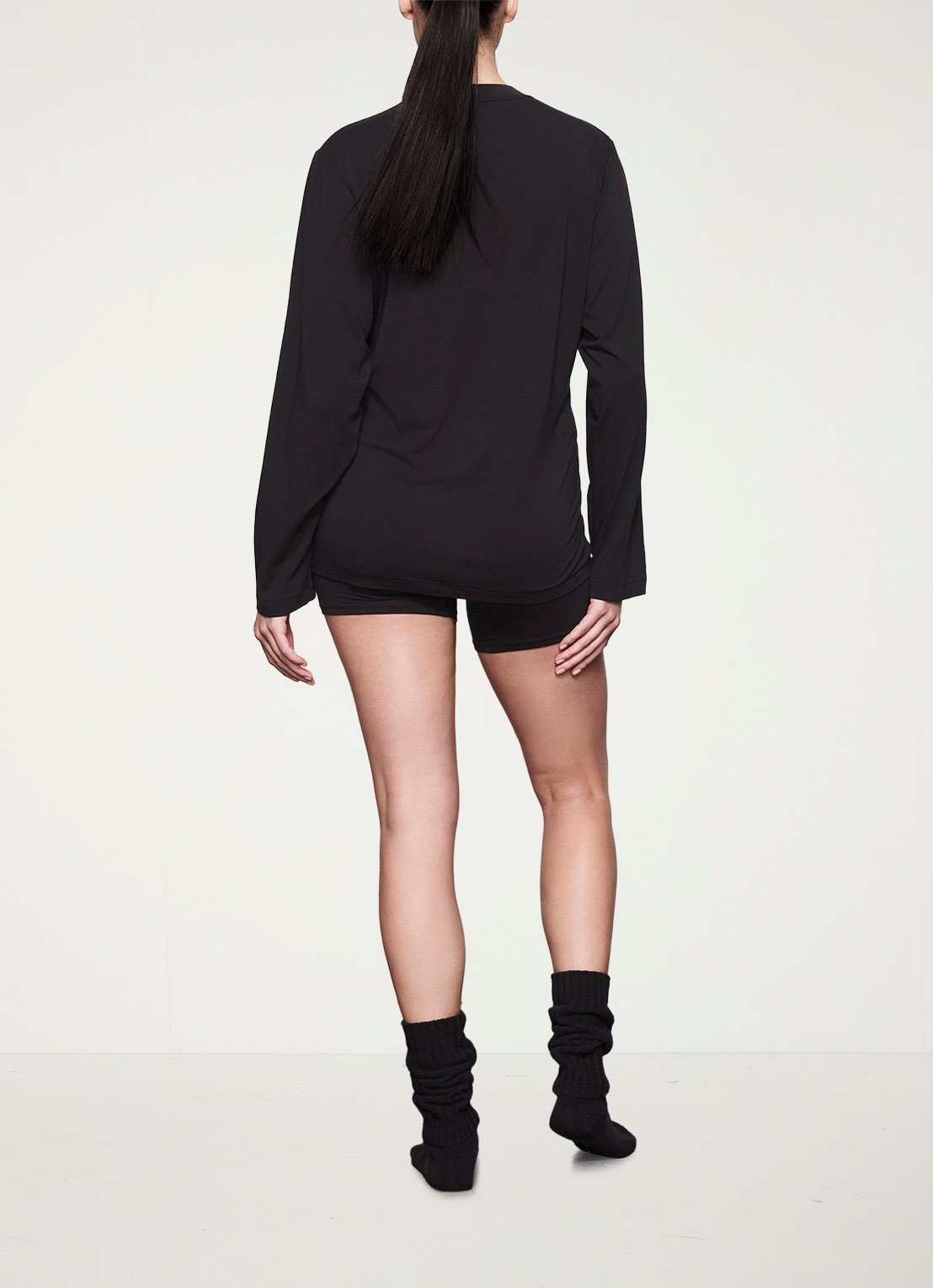 SKIMS Boyfriend oversized loungetop met stretch - achterkant 2 zwart