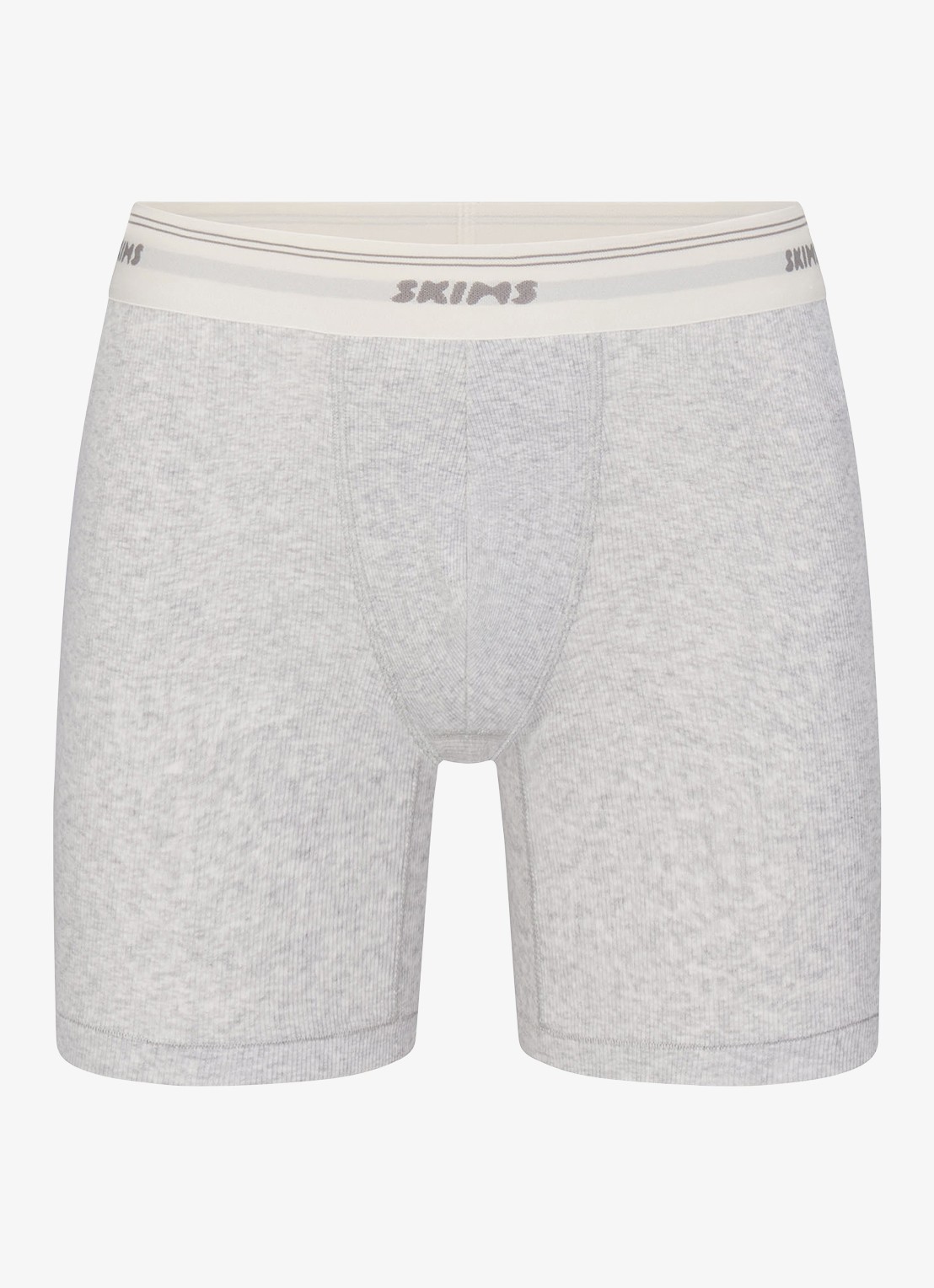 SKIMS Classic Cotton 5" boxershort met logoband - voorkant 4 grijs
