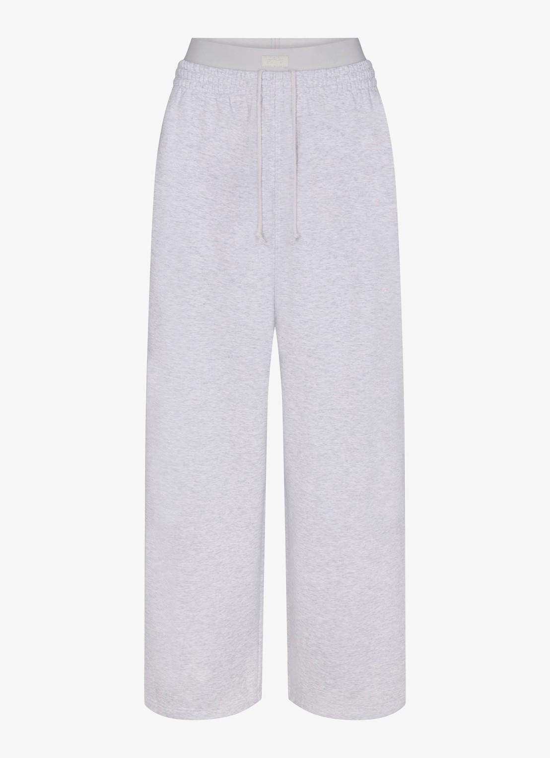SKIMS Cotton Fleece high waist wide fit joggingbroek met logoband - voorkant 5 lichtgrijs
