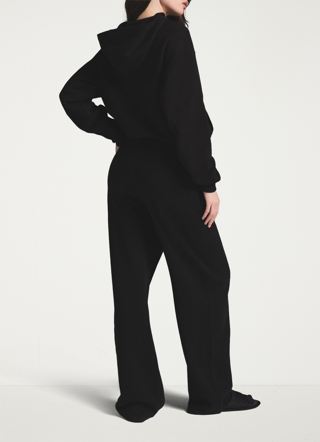 SKIMS Cotton Fleece hoodie met kangoeroezak - achterkant zwart