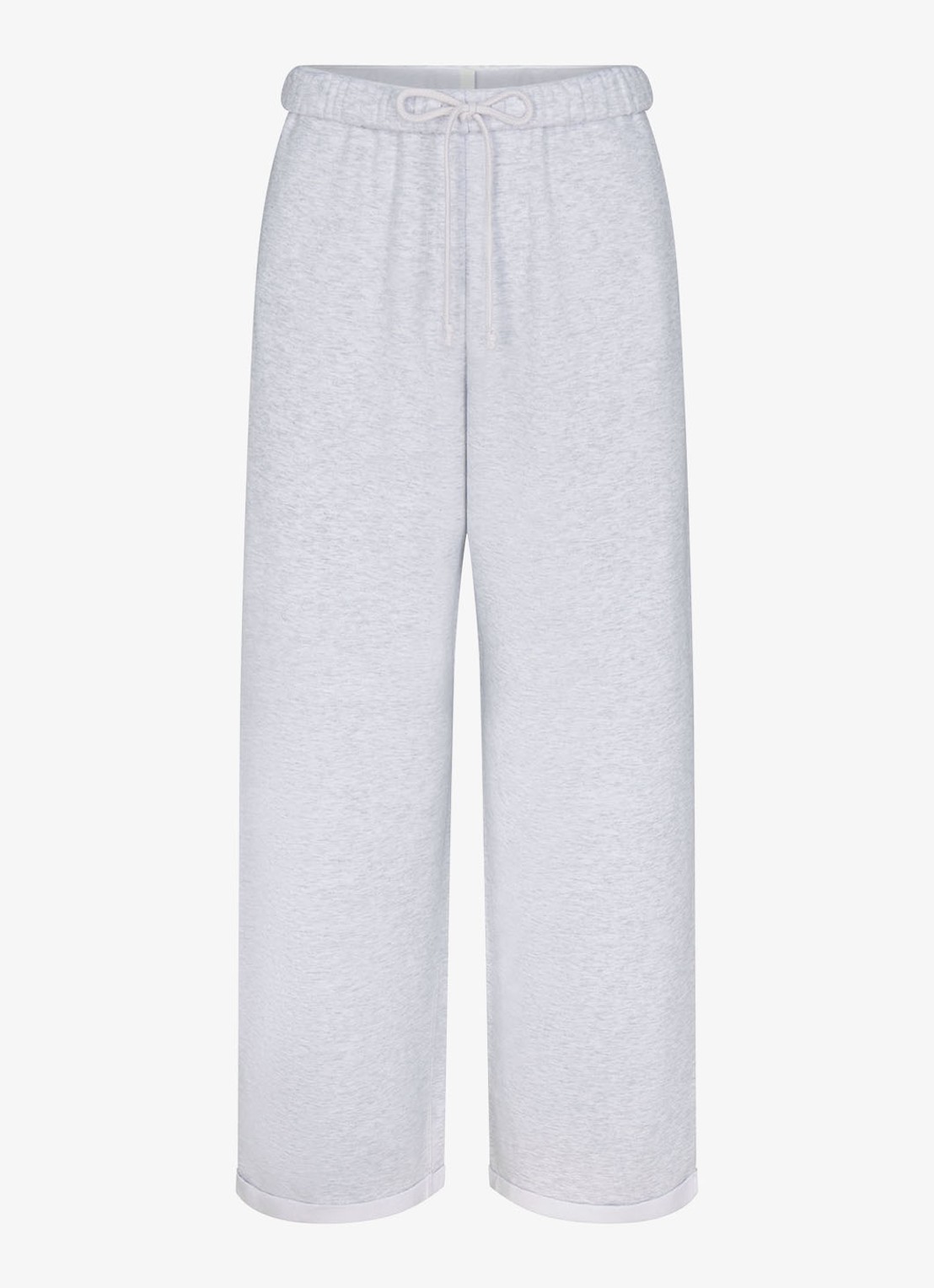 SKIMS Cotton Fleece mid waist straight fit loungebroek met steekzakken - voorkant 2 grijsmele