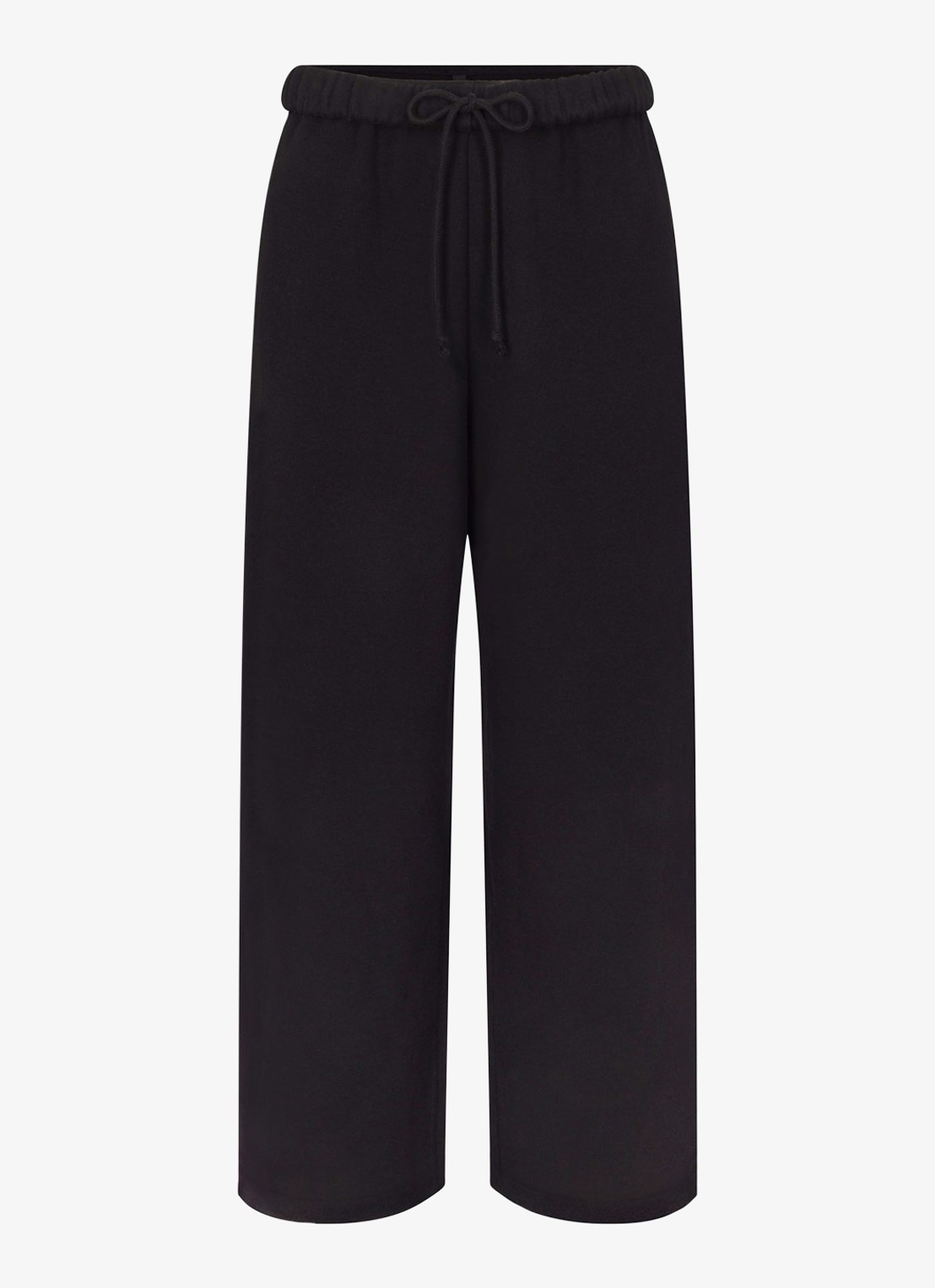 SKIMS Cotton Fleece mid waist straight fit loungebroek met steekzakken - voorkant 2 zwart