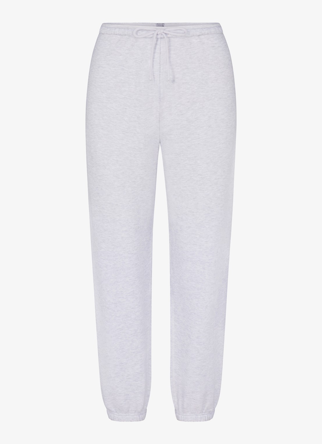 SKIMS Cotton Fleece mid waist tapered fit loungebroek met steekzakken - voorkant 5 grijsmele