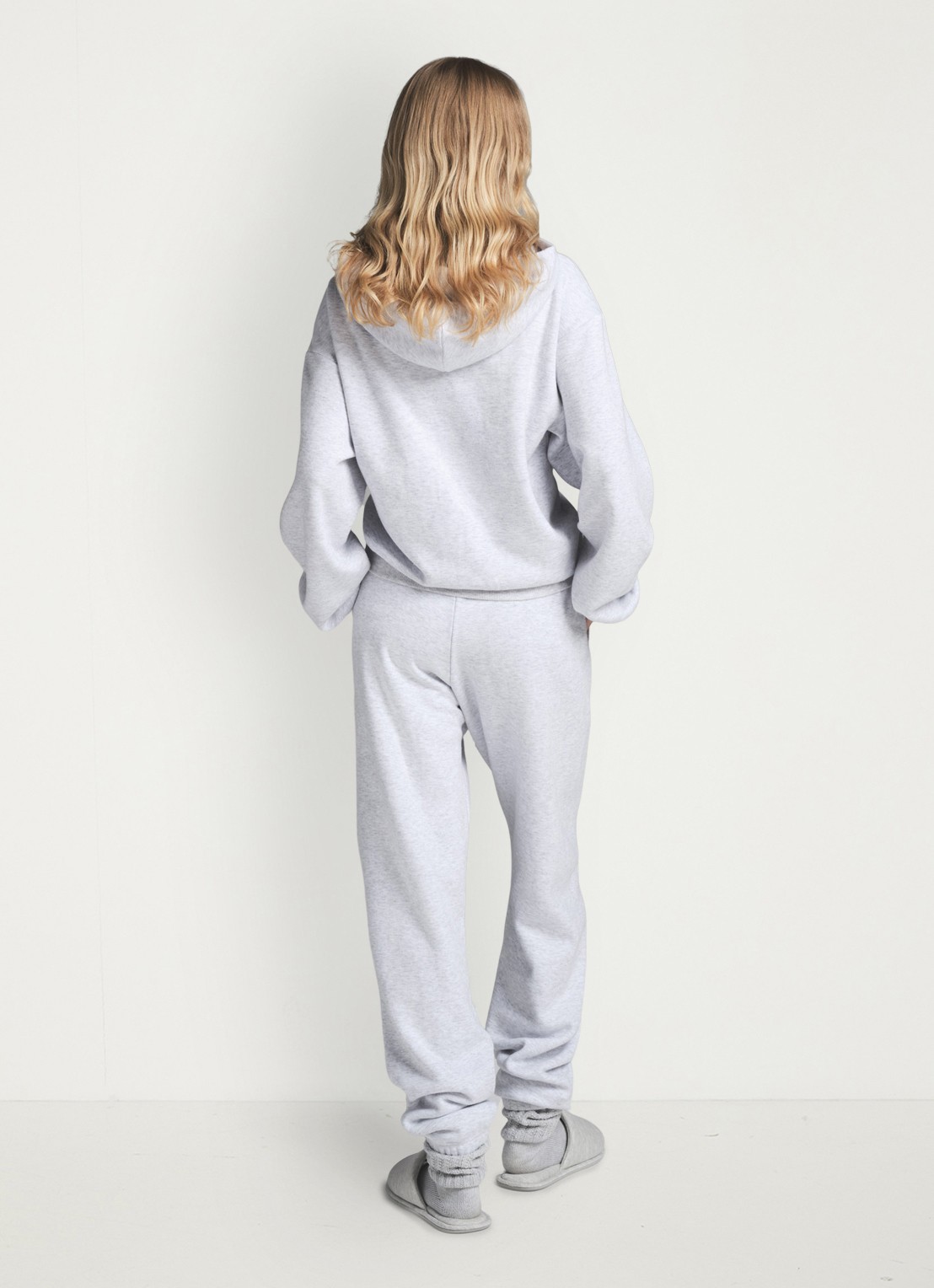 SKIMS Cotton Fleece sweatvest met capuchon - achterkant 5 lichtgrijs