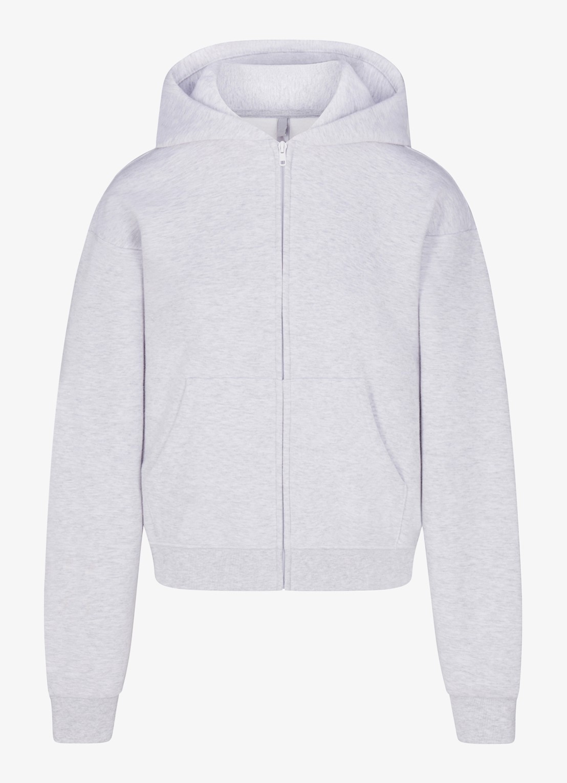 SKIMS Cotton Fleece sweatvest met capuchon - voorkant 3 lichtgrijs