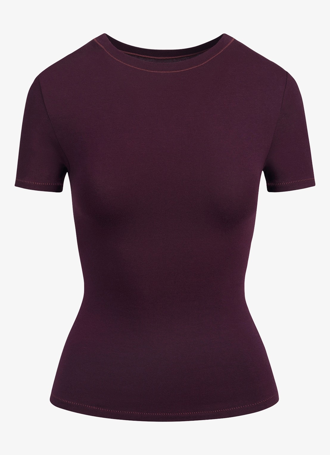 SKIMS Cotton Jersey cropped T-shirt met ronde hals - voorkant 2 currant