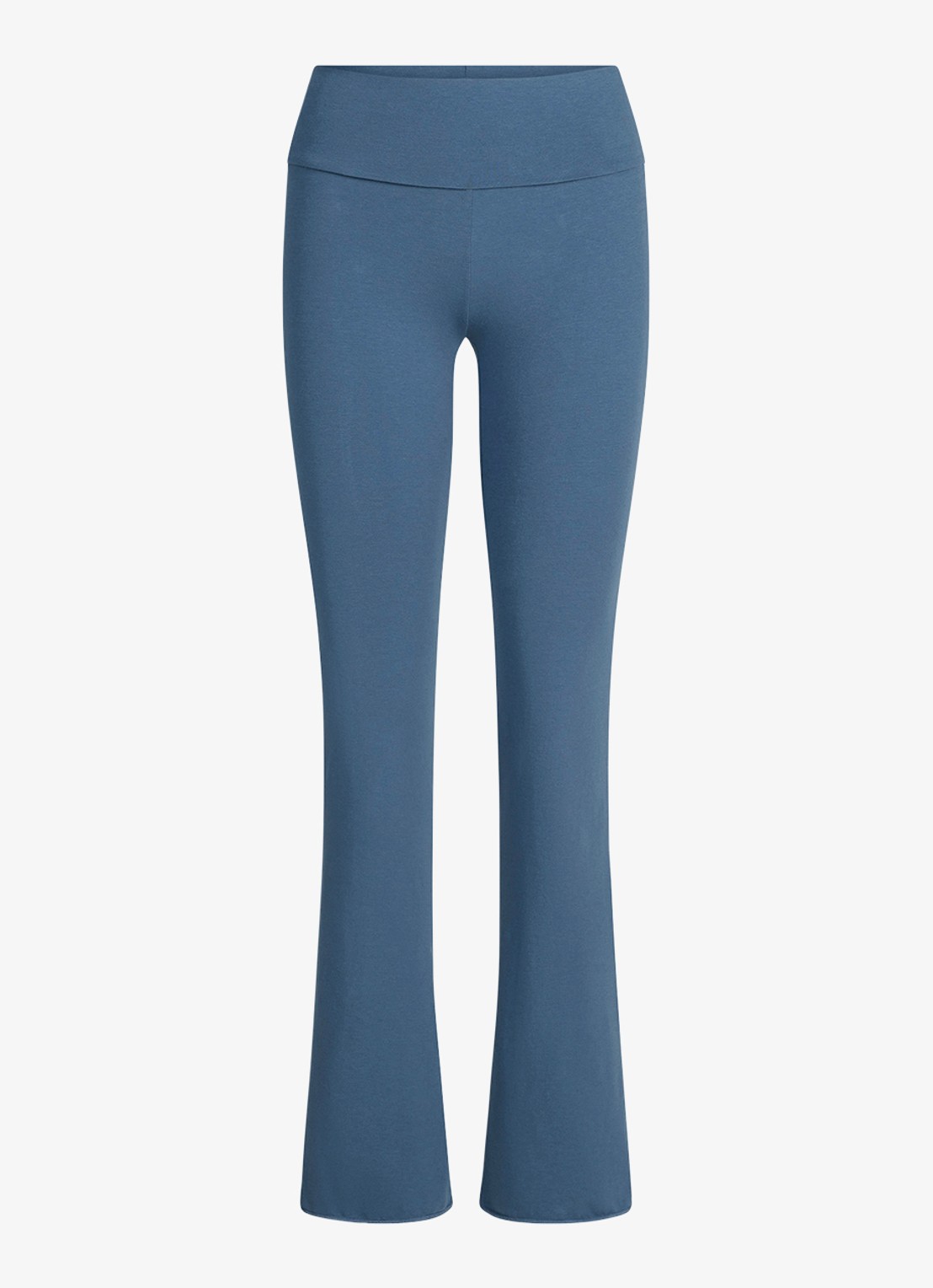SKIMS Cotton Jersey Foldover mid waist flared fit loungebroek  - voorkant 2 blauw