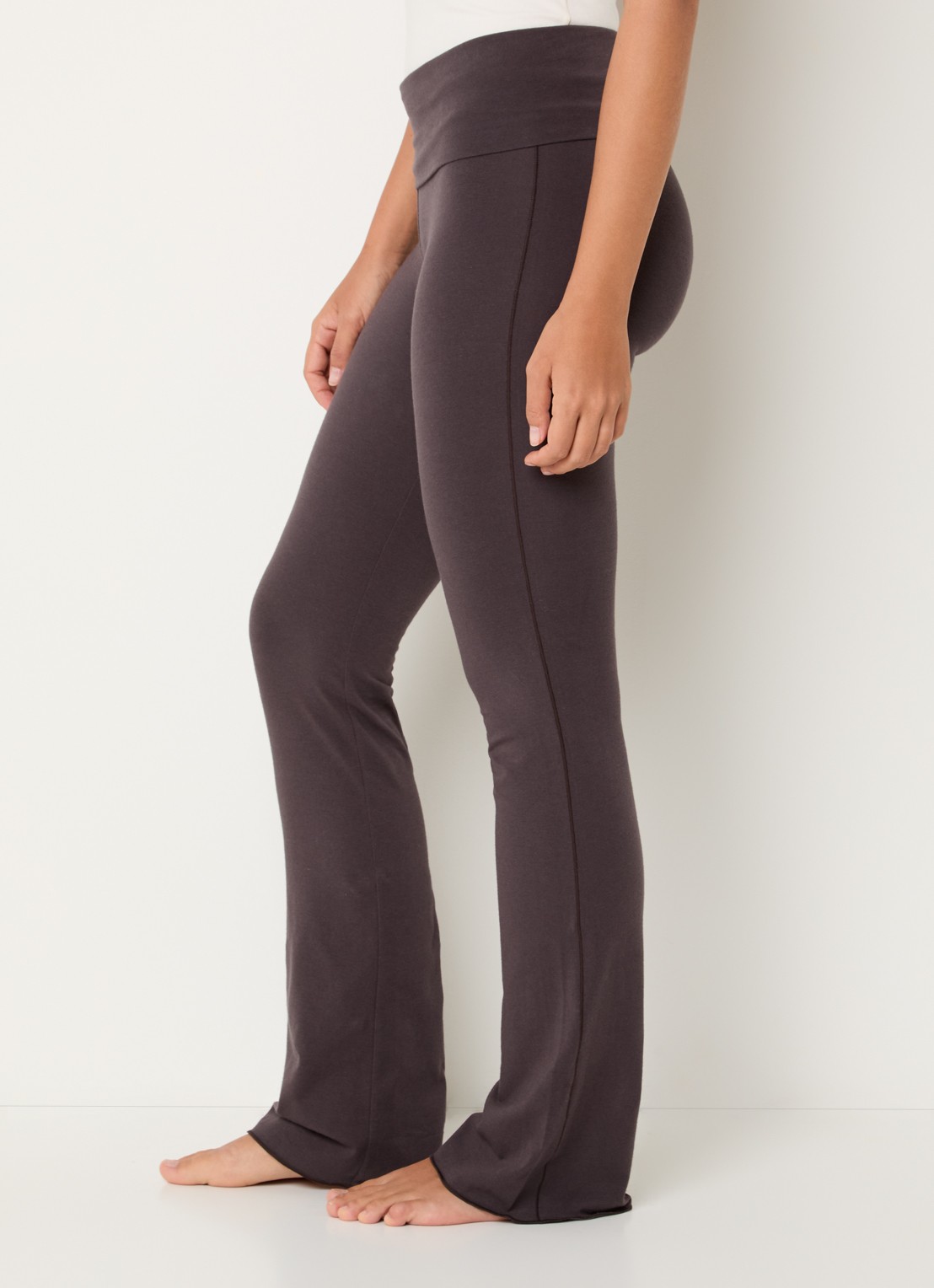 SKIMS Cotton Jersey Foldover mid waist flared fit loungebroek  - detail 4 taupe