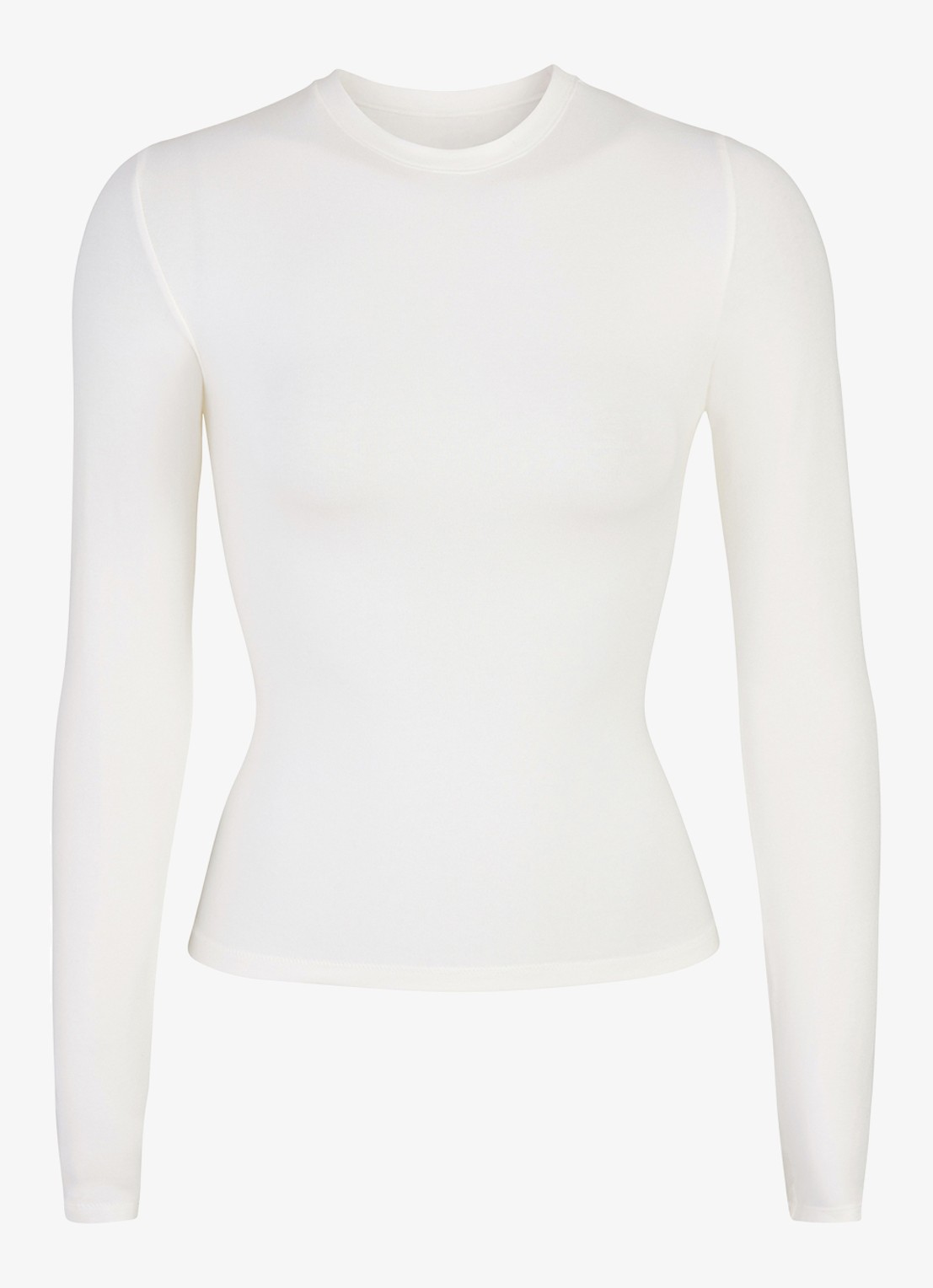 SKIMS Cotton Jersey longsleeve met opstaande hals  - voorkant 3 gebroken wit