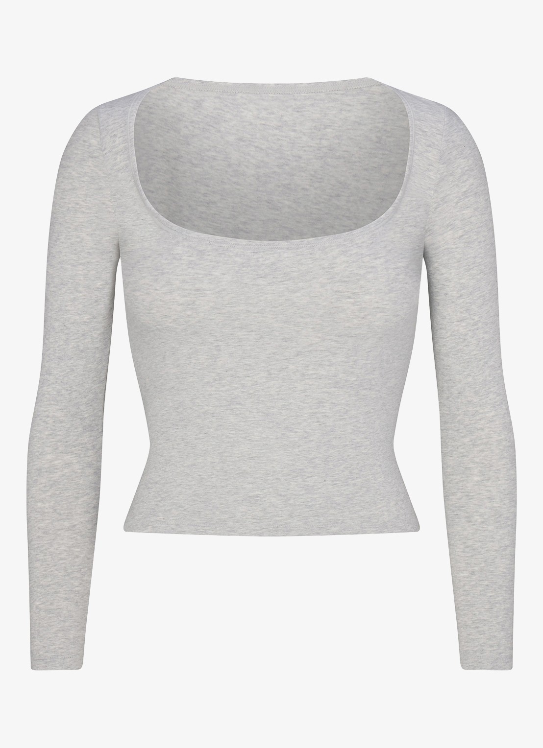 SKIMS Cotton Jersey longsleeve met rechthoekige hals - voorkant 2 lichtgrijs