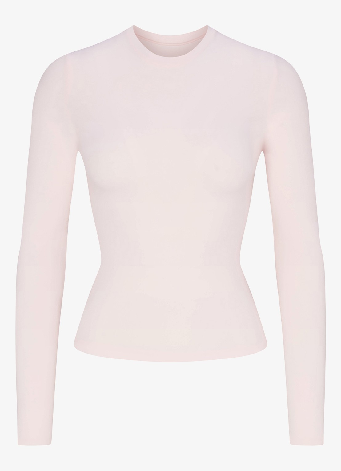 SKIMS Cotton Jersey longsleeve met ronde hals - voorkant lichtroze