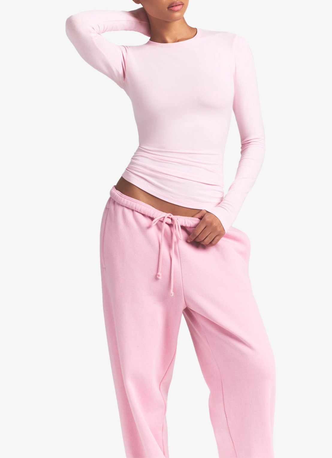 SKIMS Cotton Jersey longsleeve met ronde hals - detail 4 cherry blossom