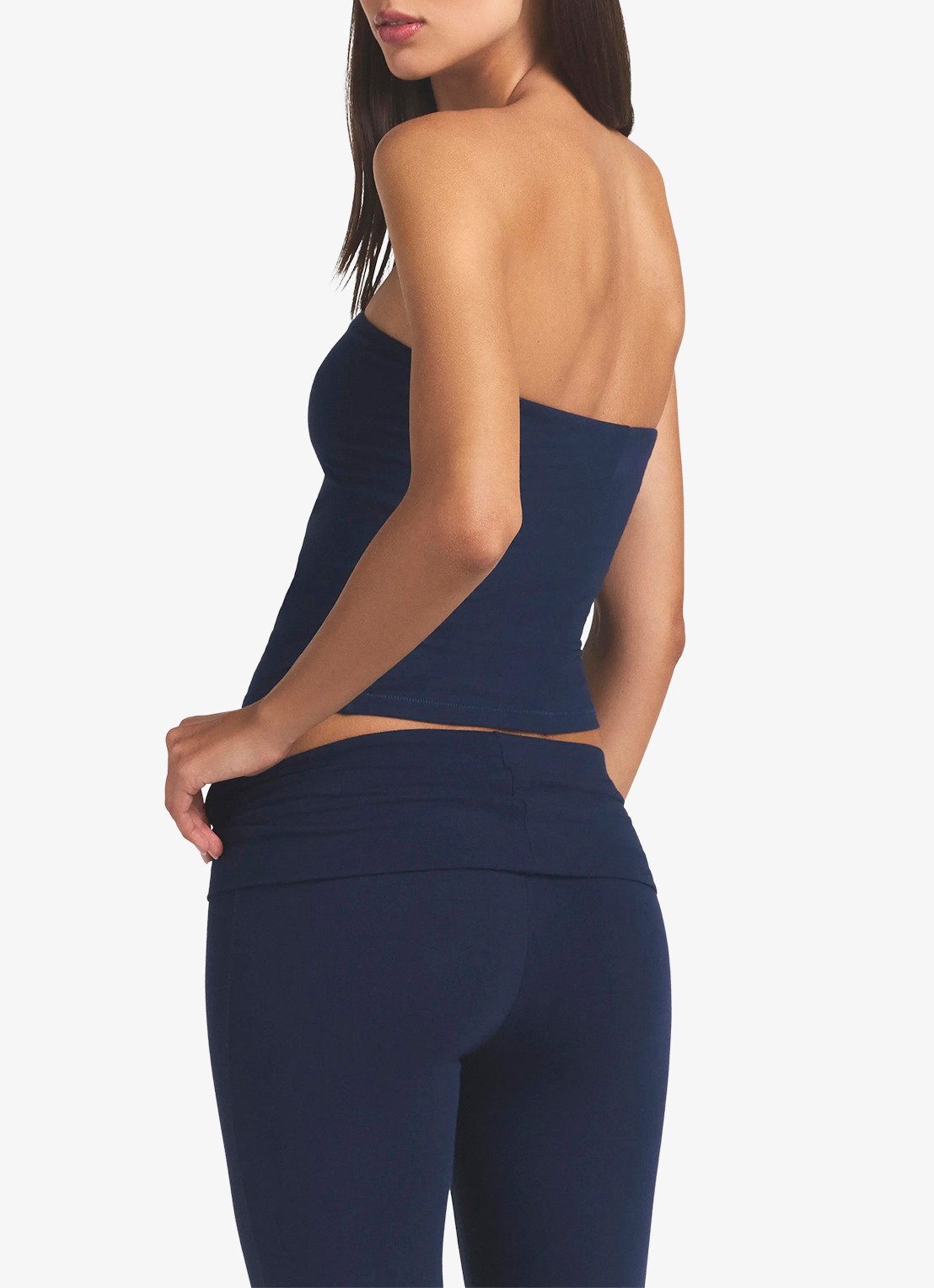 SKIMS Cotton Jersey mid waist straight fit loungebroek - achterkant donkerblauw
