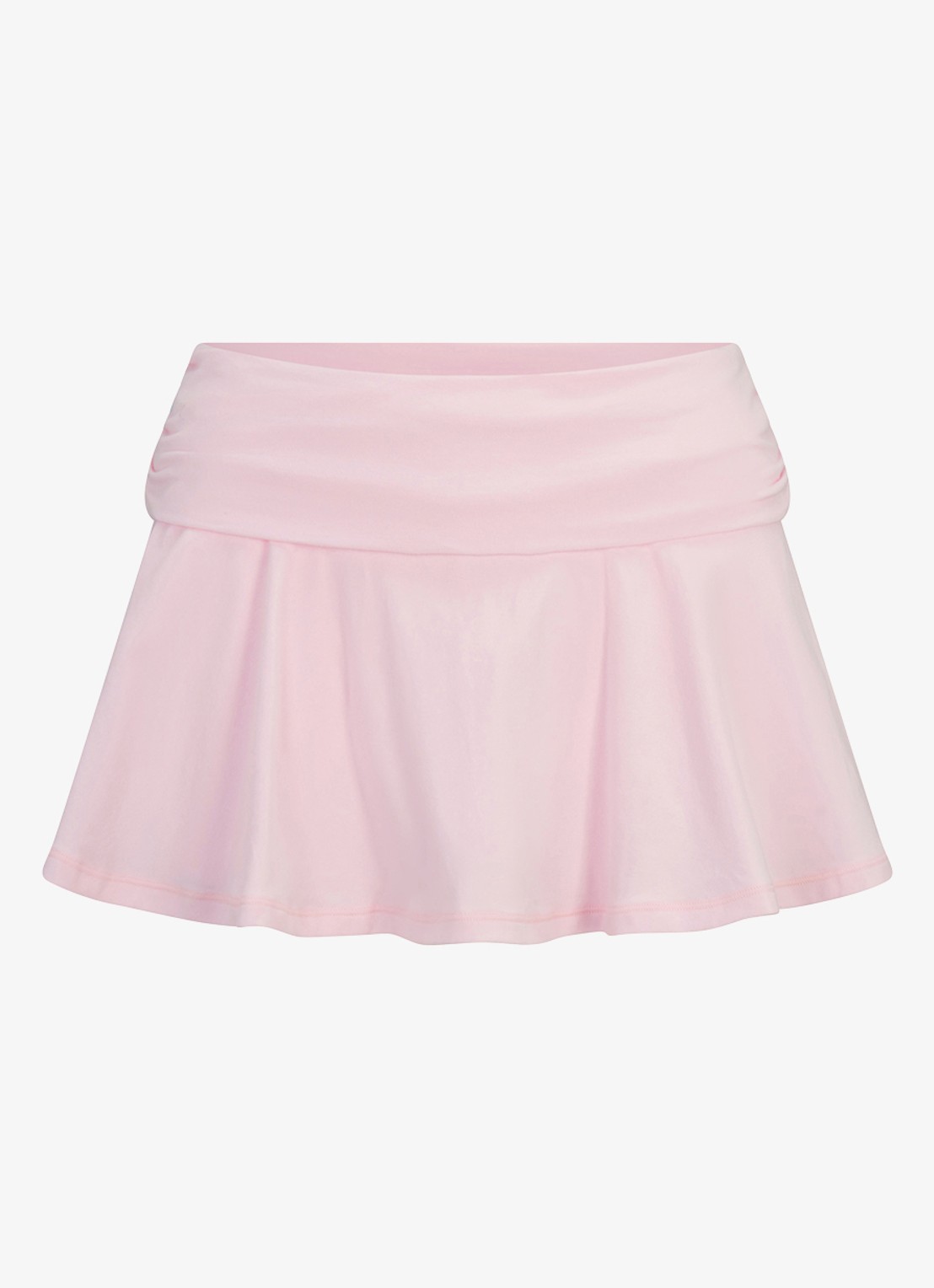 SKIMS Cotton Jersey minirok met volant - voorkant roze