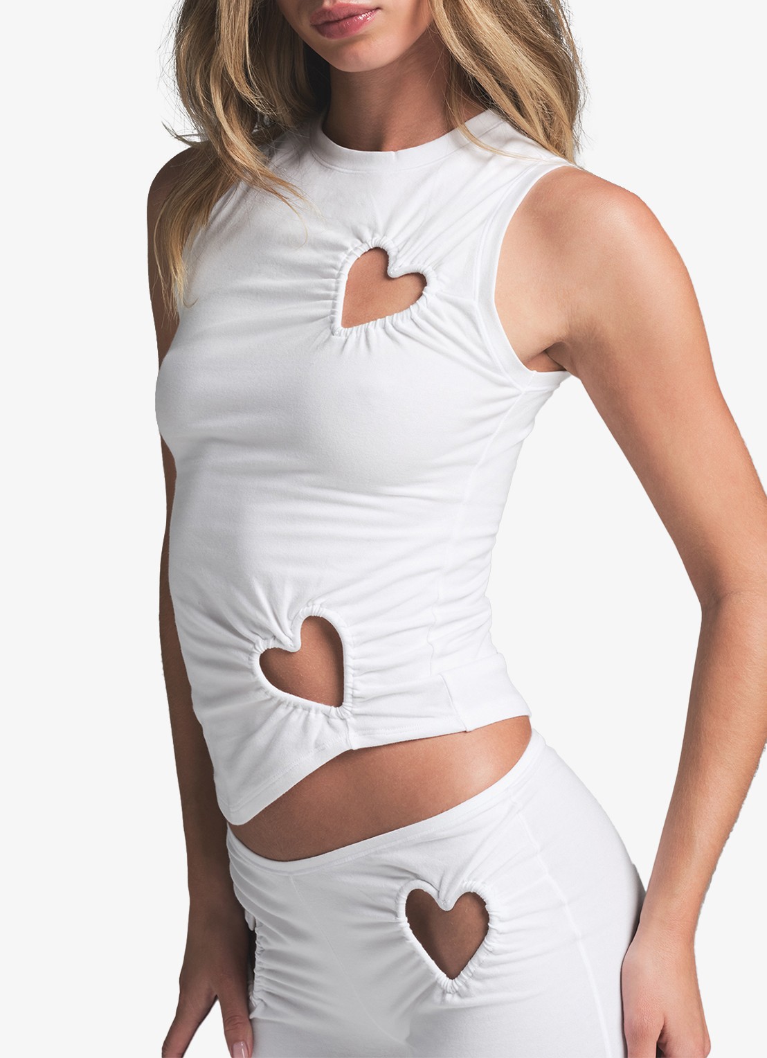 SKIMS Cotton Jersey mouwloze top met cut-out details - detail 2 wit