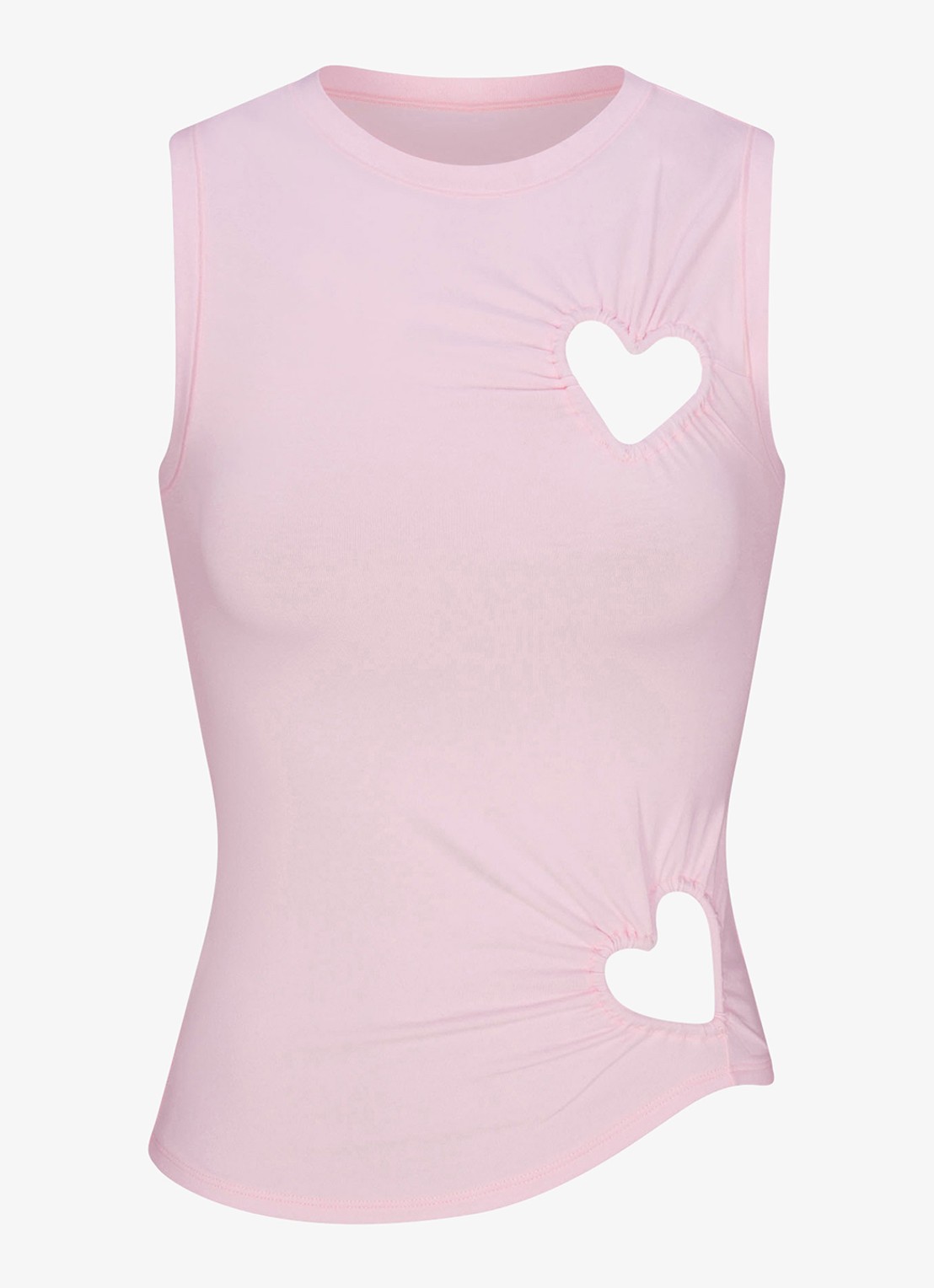 SKIMS Cotton Jersey mouwloze top met cut-out details - voorkant 2 lichtroze